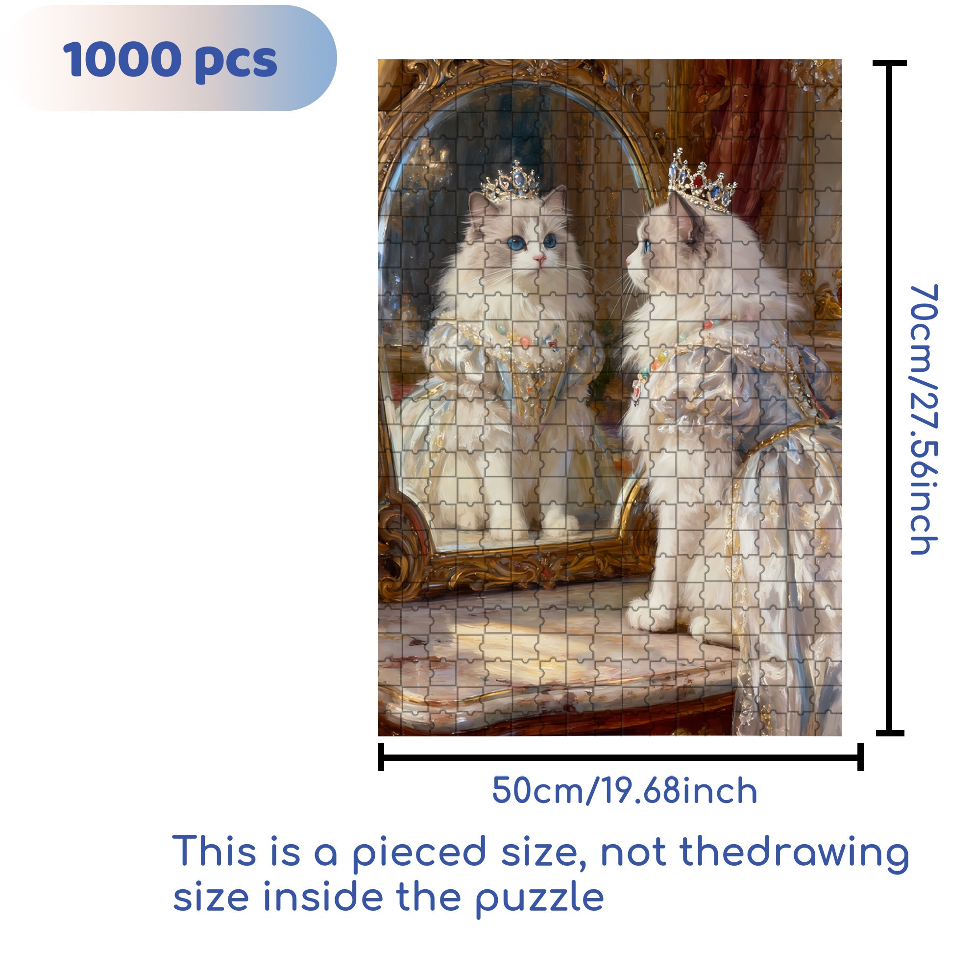 Princess In The Mirror 500pcs/1000pcs Jigsaw Puzzle, Scratch-Resistant, Interactive Family Game & Brain-Boosting DIY Decor, Perfect for Halloween, Christmas & New Year Gifts, Family Puzzle Game