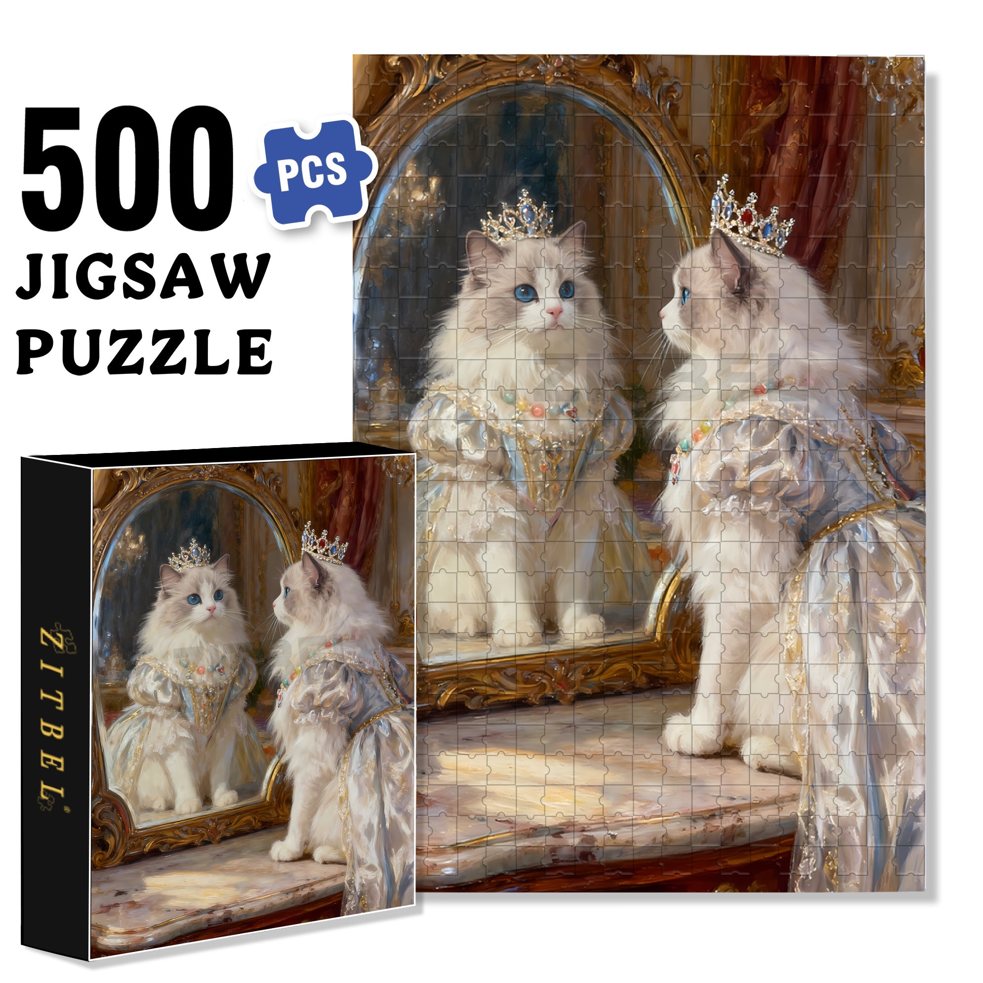 Princess In The Mirror 500pcs/1000pcs Jigsaw Puzzle, Scratch-Resistant, Interactive Family Game & Brain-Boosting DIY Decor, Perfect for Halloween, Christmas & New Year Gifts, Family Puzzle Game