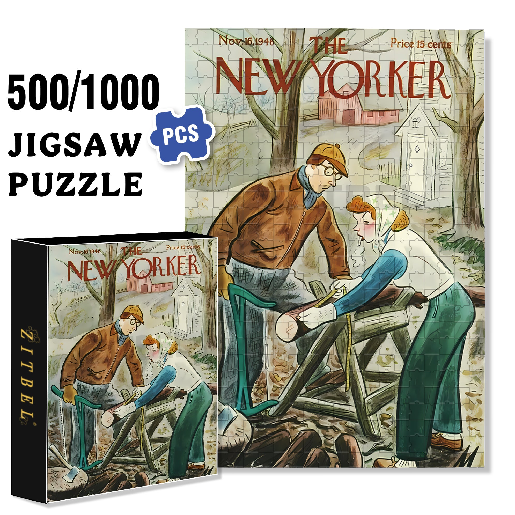 Sawing Wood 500pcs/1000pcs Jigsaw Puzzle, Scratch-Resistant, Interactive Family Game & Brain-Boosting DIY Decor, Perfect for Halloween, Christmas & New Year Gifts, Family Puzzle Game