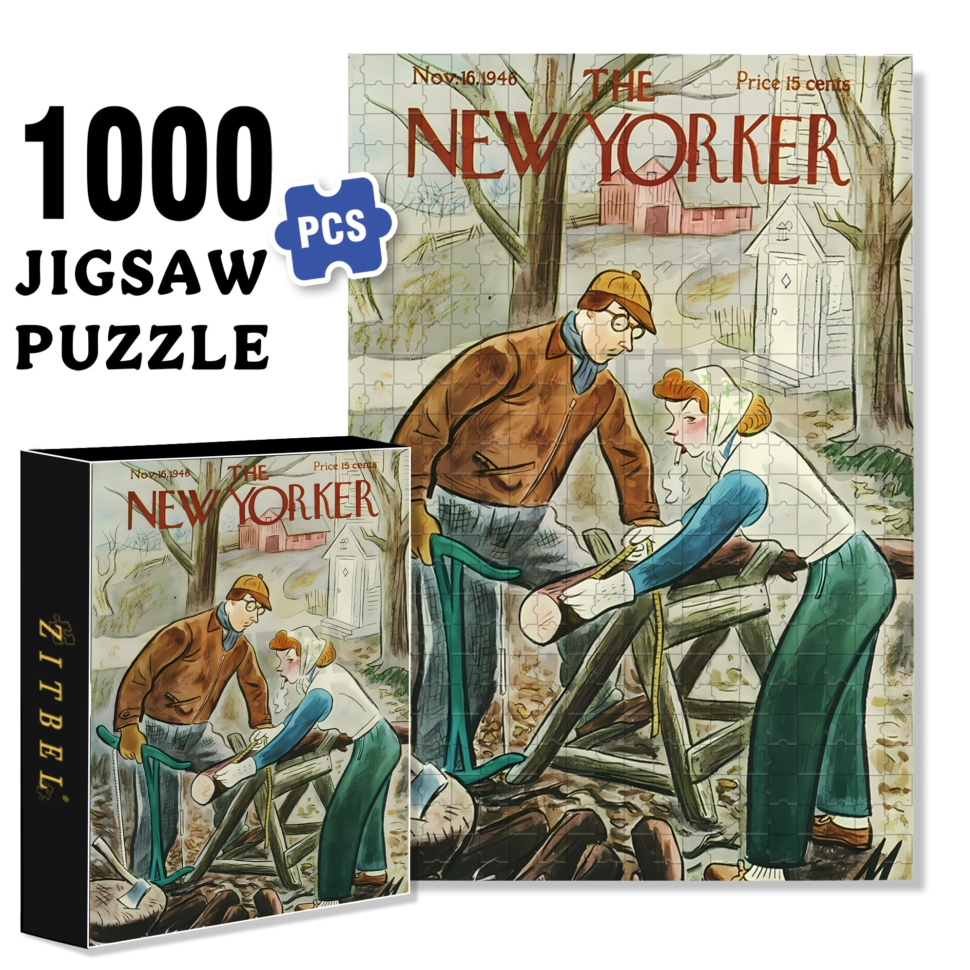 Sawing Wood 500pcs/1000pcs Jigsaw Puzzle, Scratch-Resistant, Interactive Family Game & Brain-Boosting DIY Decor, Perfect for Halloween, Christmas & New Year Gifts, Family Puzzle Game
