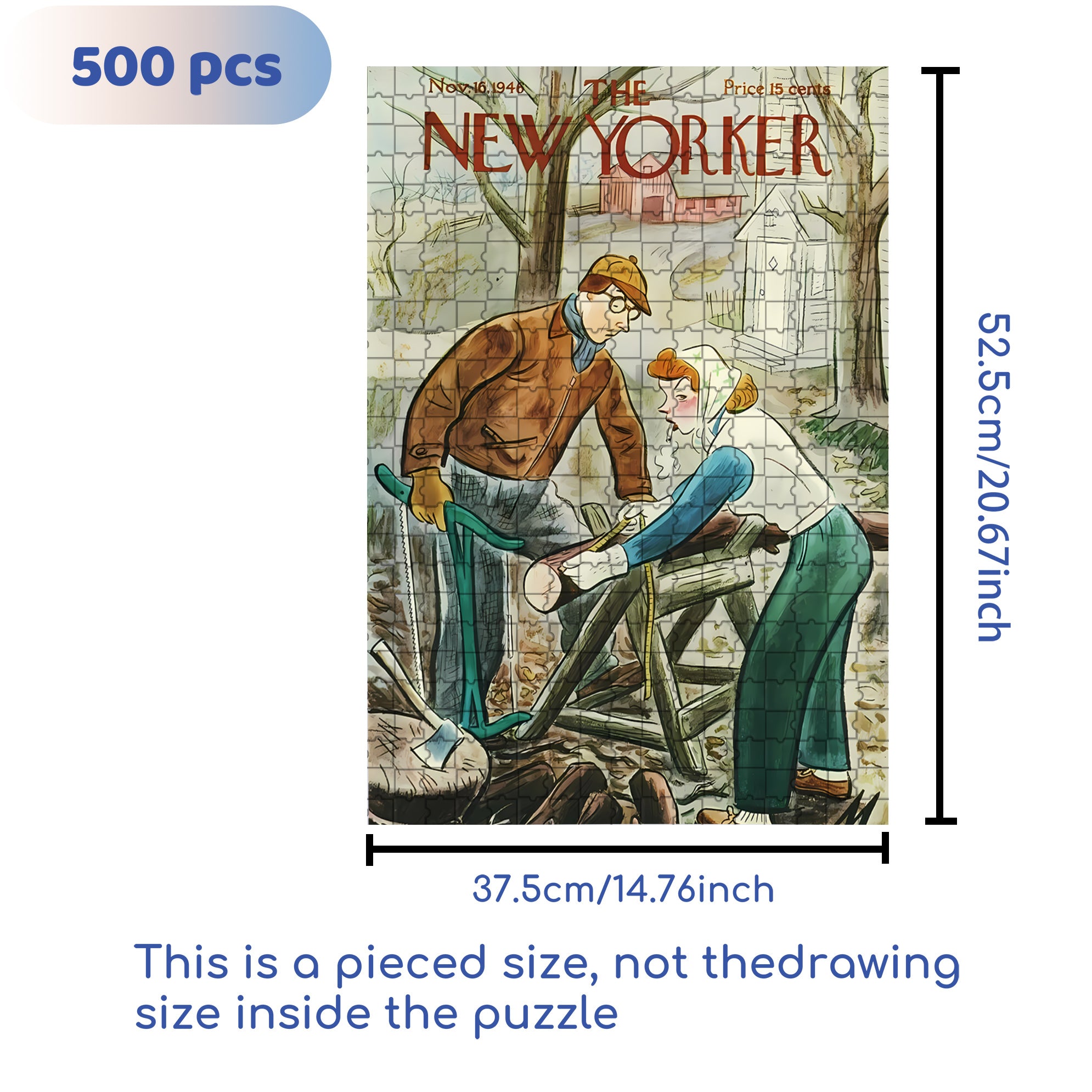 Sawing Wood 500pcs/1000pcs Jigsaw Puzzle, Scratch-Resistant, Interactive Family Game & Brain-Boosting DIY Decor, Perfect for Halloween, Christmas & New Year Gifts, Family Puzzle Game