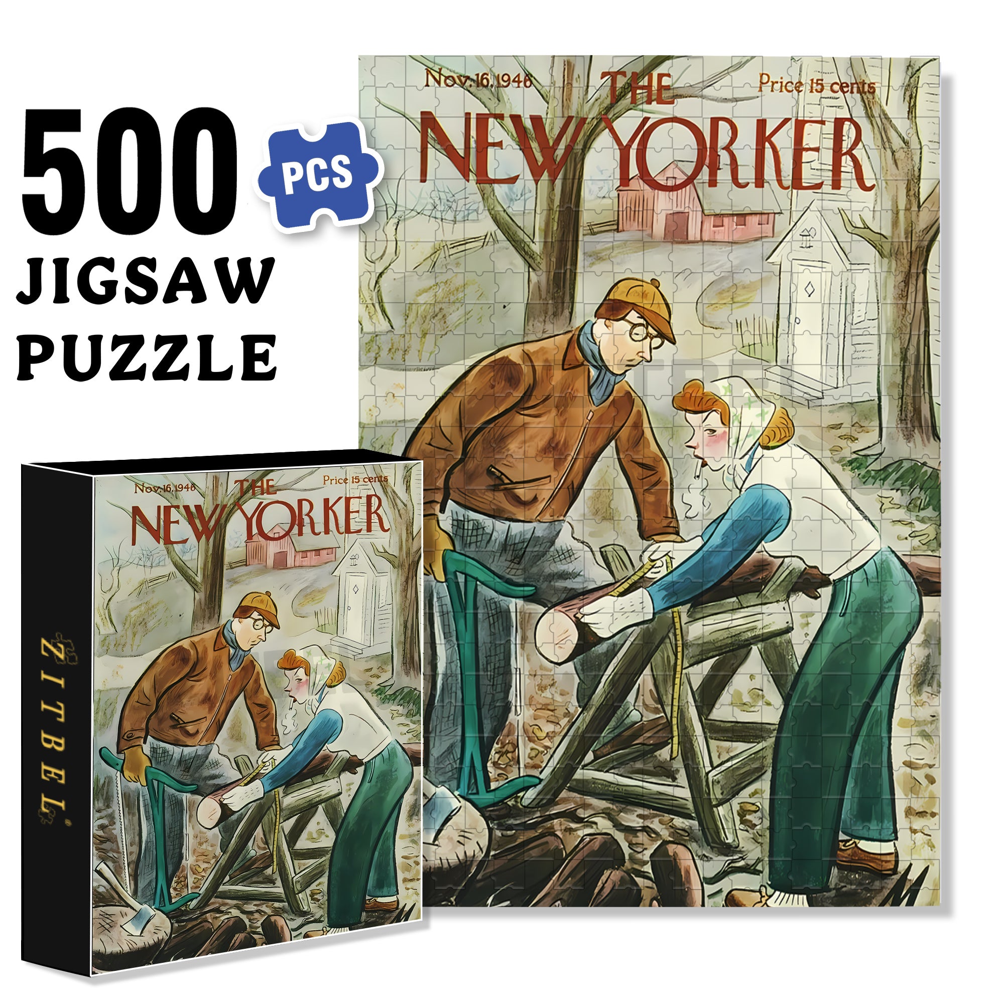 Sawing Wood 500pcs/1000pcs Jigsaw Puzzle, Scratch-Resistant, Interactive Family Game & Brain-Boosting DIY Decor, Perfect for Halloween, Christmas & New Year Gifts, Family Puzzle Game