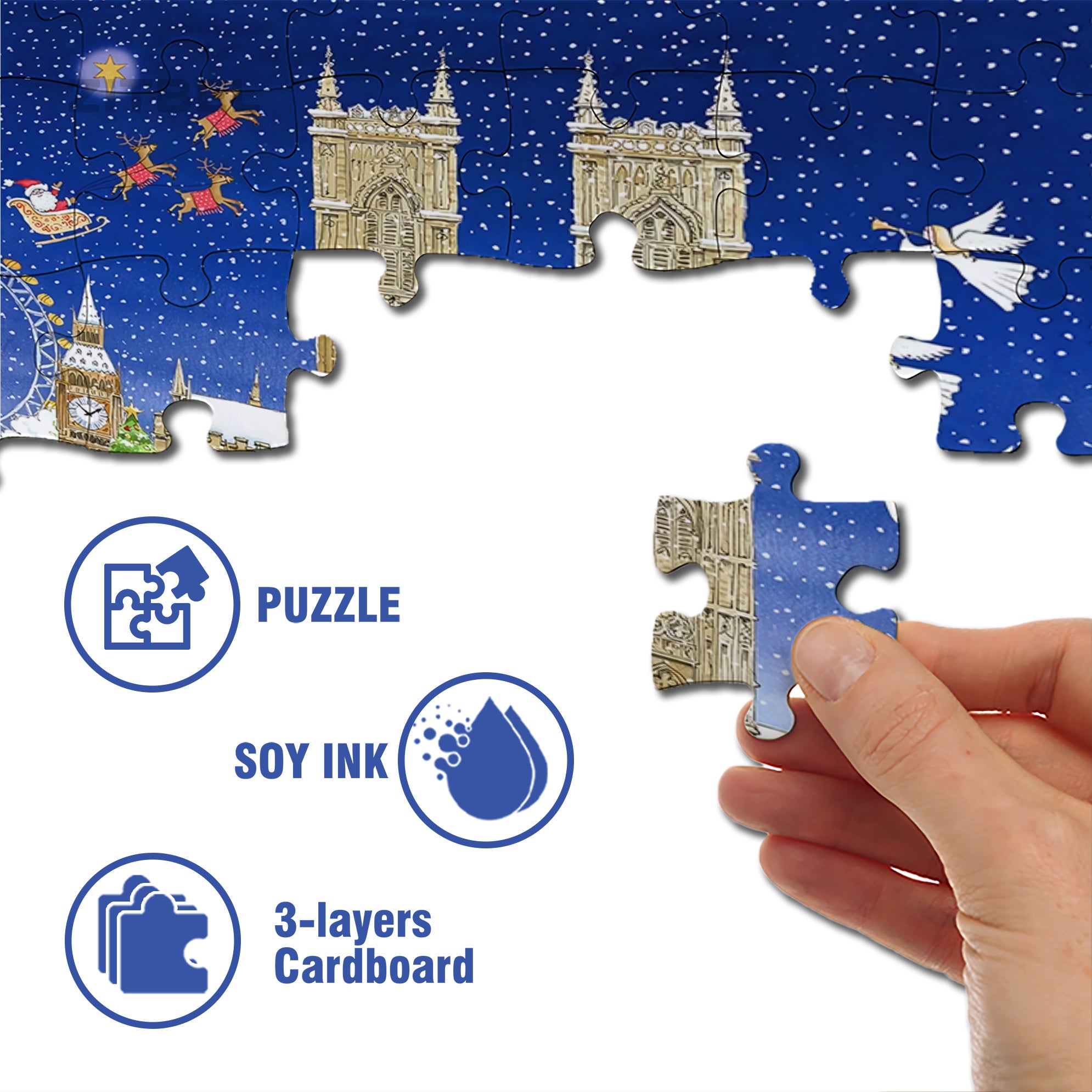 Snowy London 500pcs/1000pcs Jigsaw Puzzle, Scratch-Resistant, Interactive Family Game & Brain-Boosting DIY Decor, Perfect for Halloween, Christmas & New Year Gifts, Family Puzzle Game