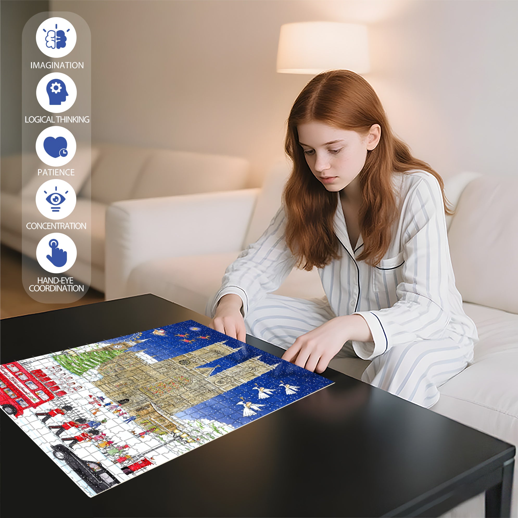 Snowy London 500pcs/1000pcs Jigsaw Puzzle, Scratch-Resistant, Interactive Family Game & Brain-Boosting DIY Decor, Perfect for Halloween, Christmas & New Year Gifts, Family Puzzle Game