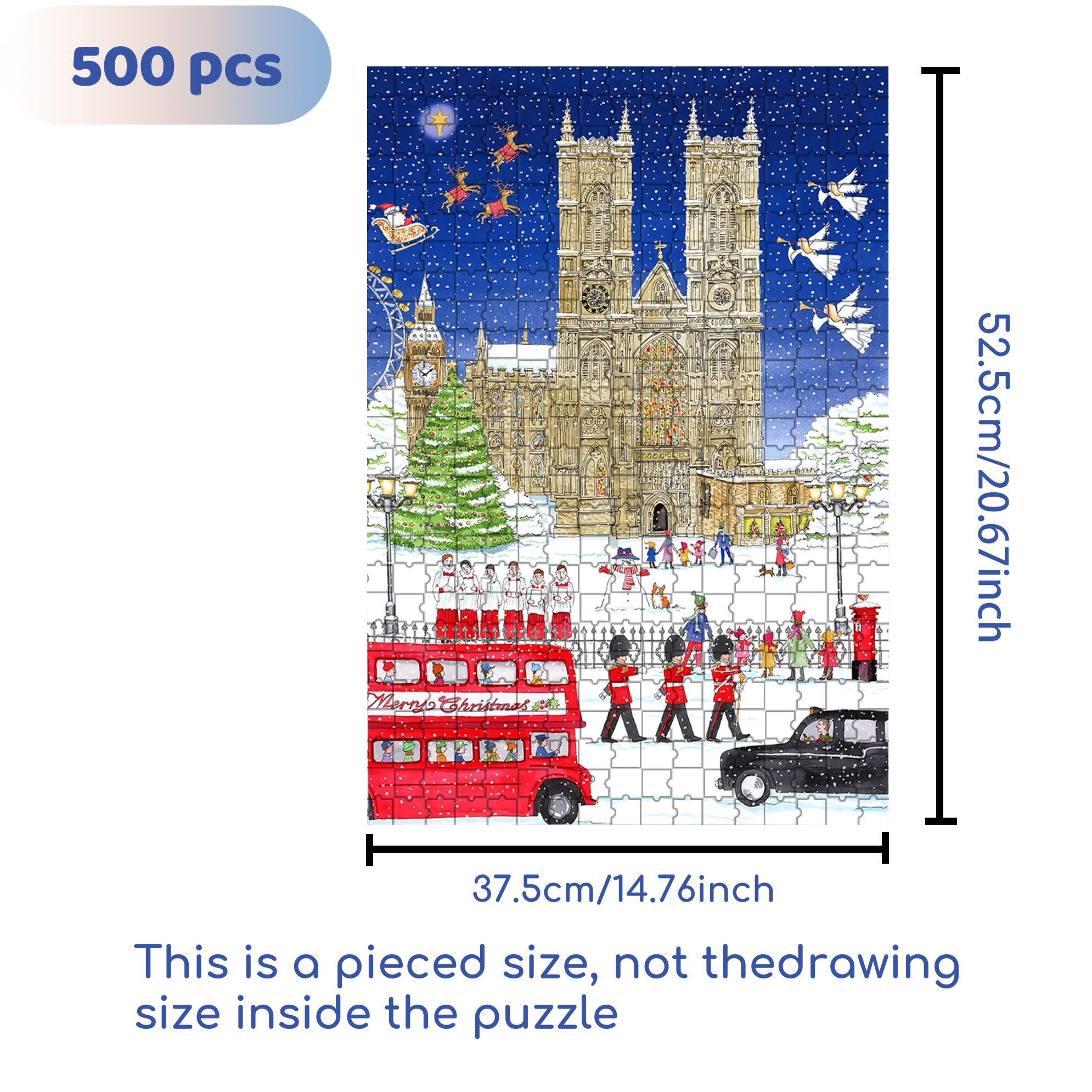 Snowy London 500pcs/1000pcs Jigsaw Puzzle, Scratch-Resistant, Interactive Family Game & Brain-Boosting DIY Decor, Perfect for Halloween, Christmas & New Year Gifts, Family Puzzle Game