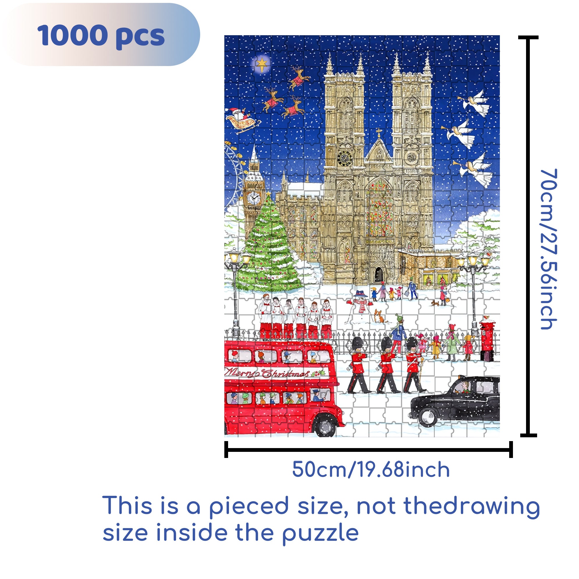 Snowy London 500pcs/1000pcs Jigsaw Puzzle, Scratch-Resistant, Interactive Family Game & Brain-Boosting DIY Decor, Perfect for Halloween, Christmas & New Year Gifts, Family Puzzle Game
