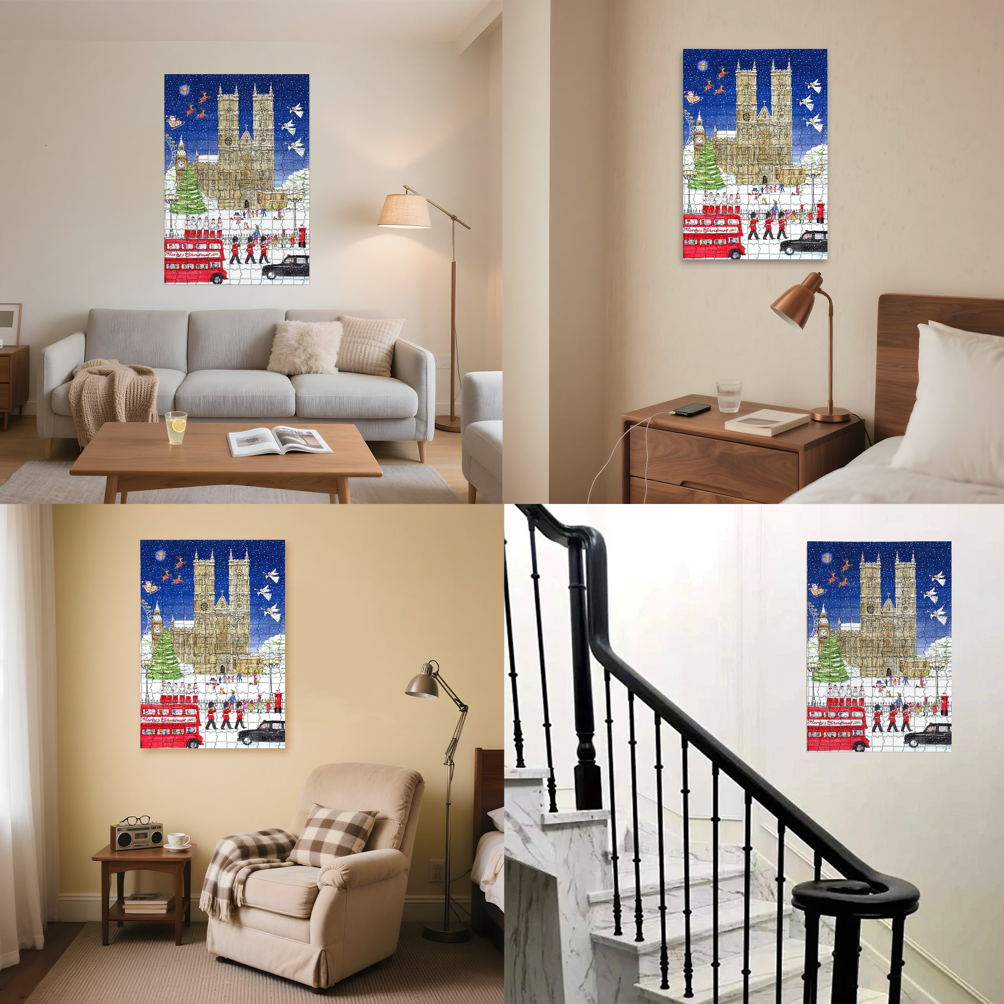 Snowy London 500pcs/1000pcs Jigsaw Puzzle, Scratch-Resistant, Interactive Family Game & Brain-Boosting DIY Decor, Perfect for Halloween, Christmas & New Year Gifts, Family Puzzle Game