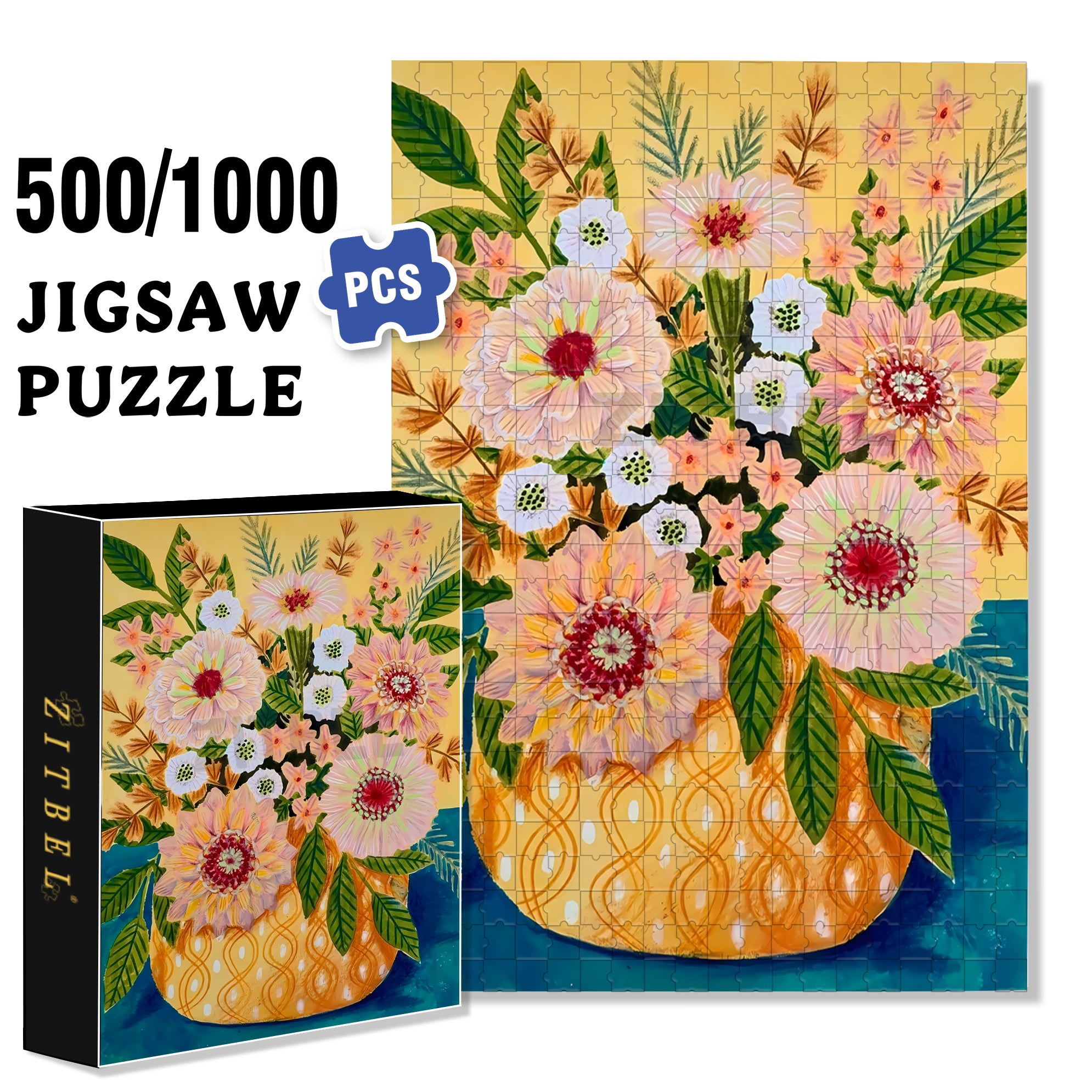Still Life Sketch 500pcs/1000pcs Jigsaw Puzzle, Scratch-Resistant, Interactive Family Game & Brain-Boosting DIY Decor, Perfect for Halloween, Christmas & New Year Gifts, Family Puzzle Game