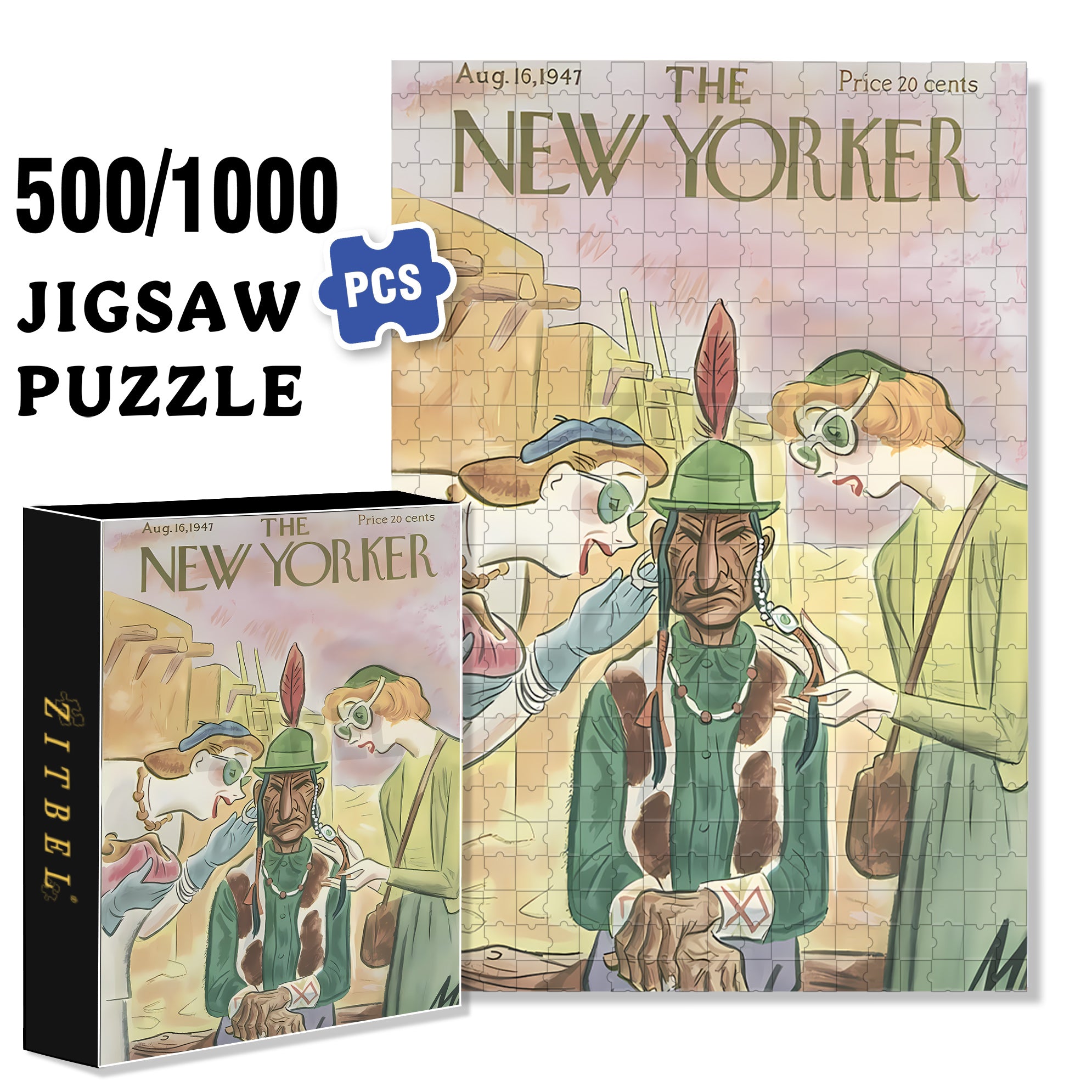 Tourists 500pcs/1000pcs Jigsaw Puzzle, Scratch-Resistant, Interactive Family Game & Brain-Boosting DIY Decor, Perfect for Halloween, Christmas & New Year Gifts, Family Puzzle Game