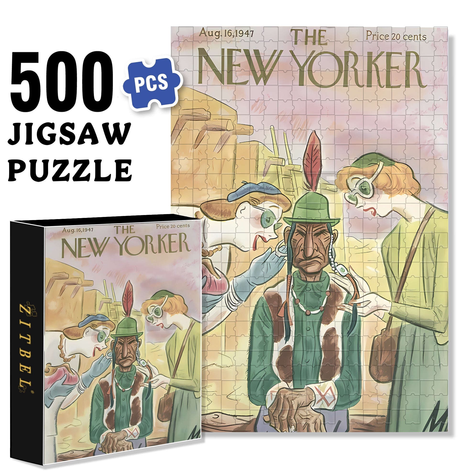 Tourists 500pcs/1000pcs Jigsaw Puzzle, Scratch-Resistant, Interactive Family Game & Brain-Boosting DIY Decor, Perfect for Halloween, Christmas & New Year Gifts, Family Puzzle Game