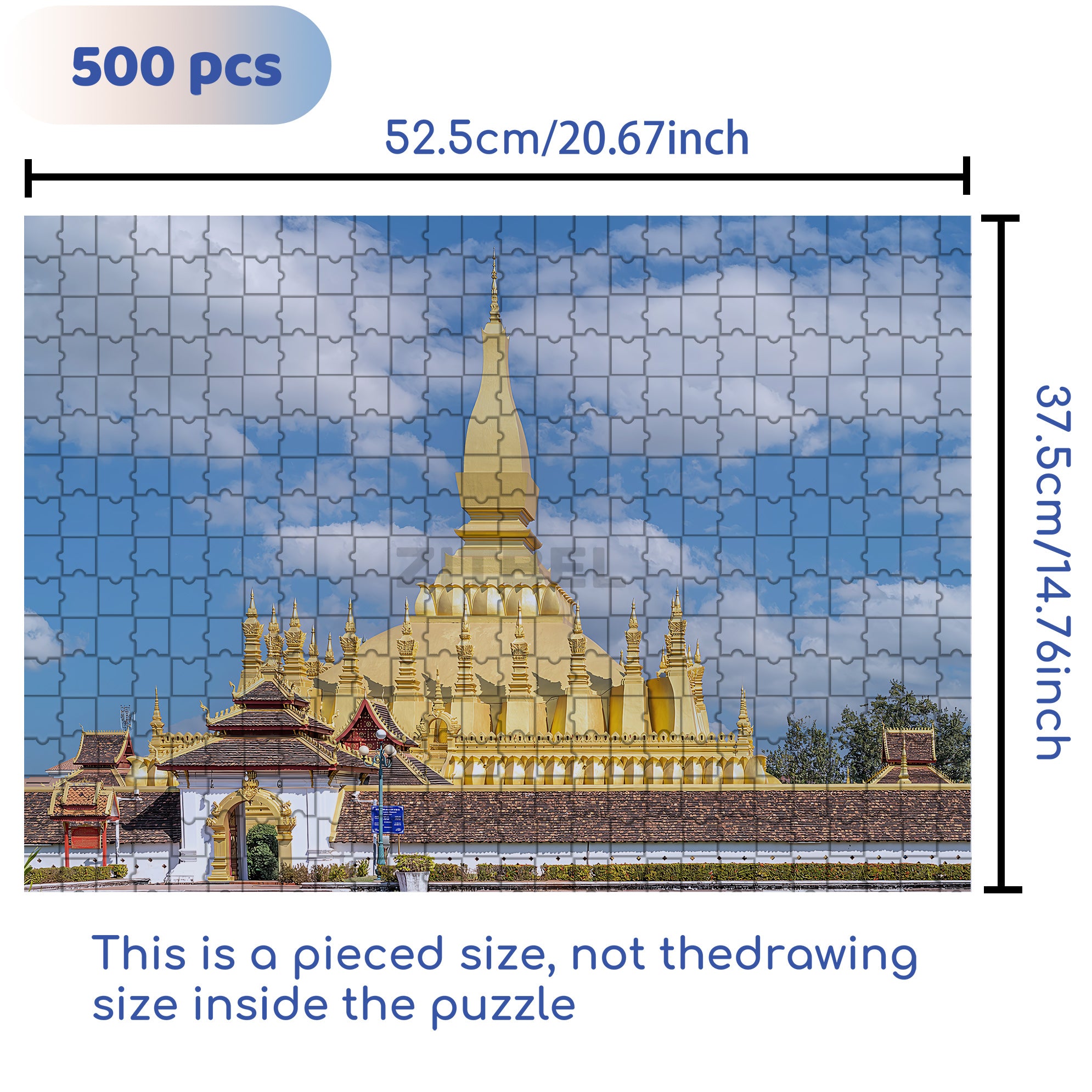 Vientiane Pagoda, Laos 500pcs/1000pcs Jigsaw Puzzle, Scratch-Resistant, Interactive Family Game & Brain-Boosting DIY Decor, Perfect for Halloween, Christmas & New Year Gifts, Family Puzzle Game