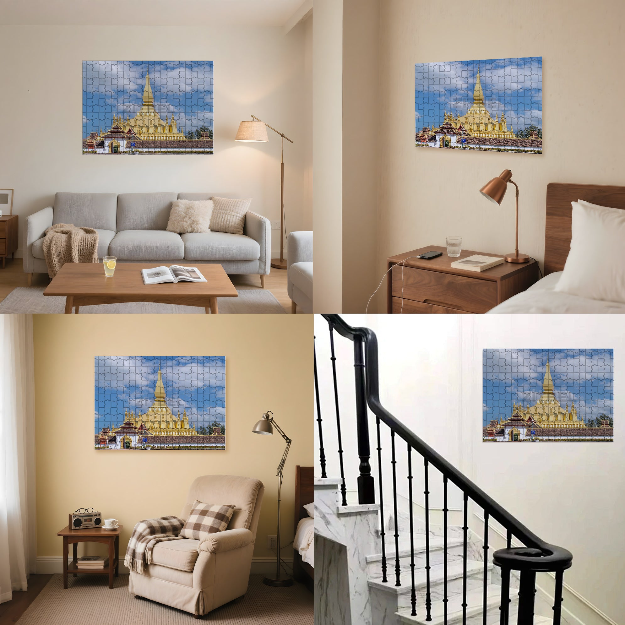 Vientiane Pagoda, Laos 500pcs/1000pcs Jigsaw Puzzle, Scratch-Resistant, Interactive Family Game & Brain-Boosting DIY Decor, Perfect for Halloween, Christmas & New Year Gifts, Family Puzzle Game