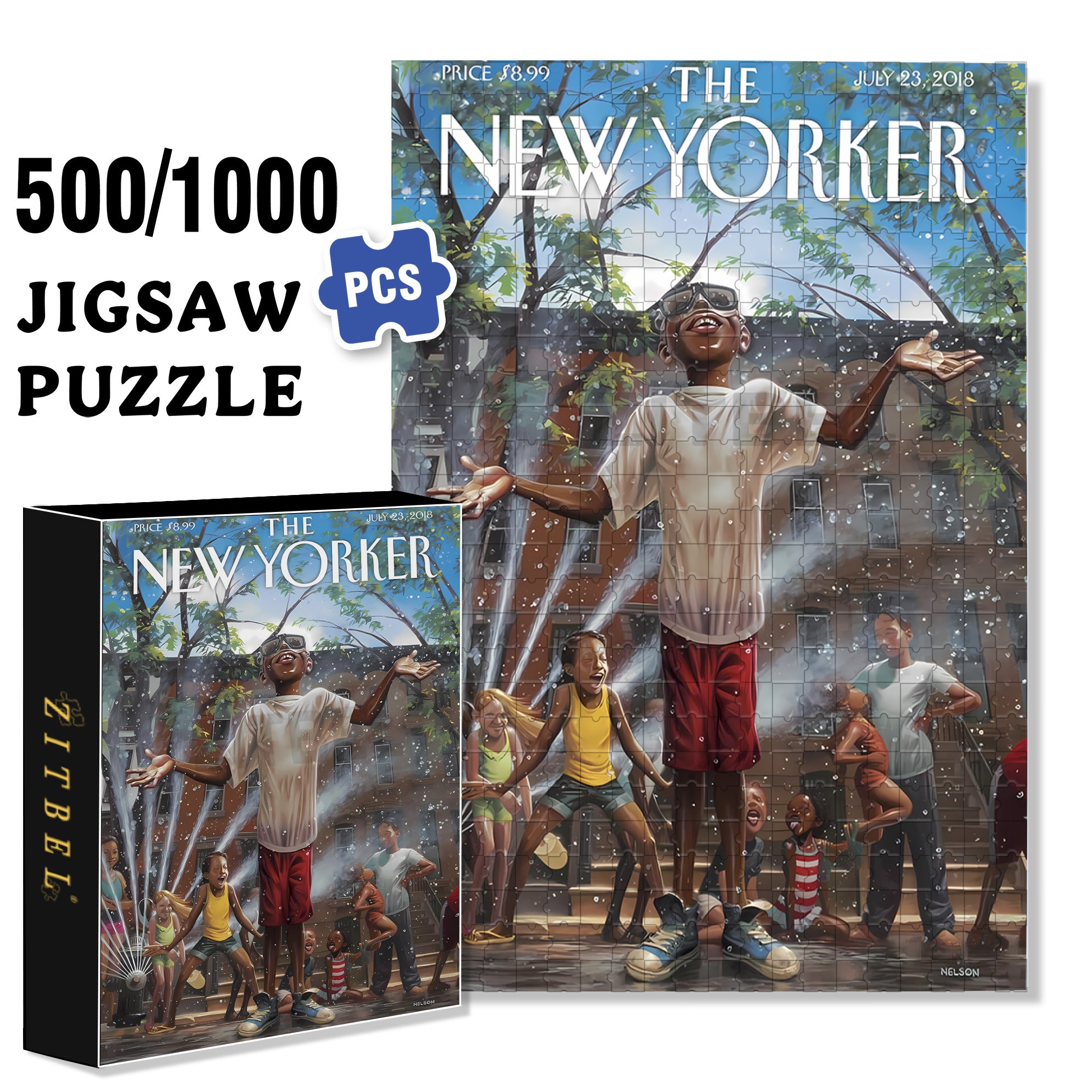 Water Fight 500pcs/1000pcs Jigsaw Puzzle, Scratch-Resistant, Interactive Family Game & Brain-Boosting DIY Decor, Perfect for Halloween, Christmas & New Year Gifts, Family Puzzle Game