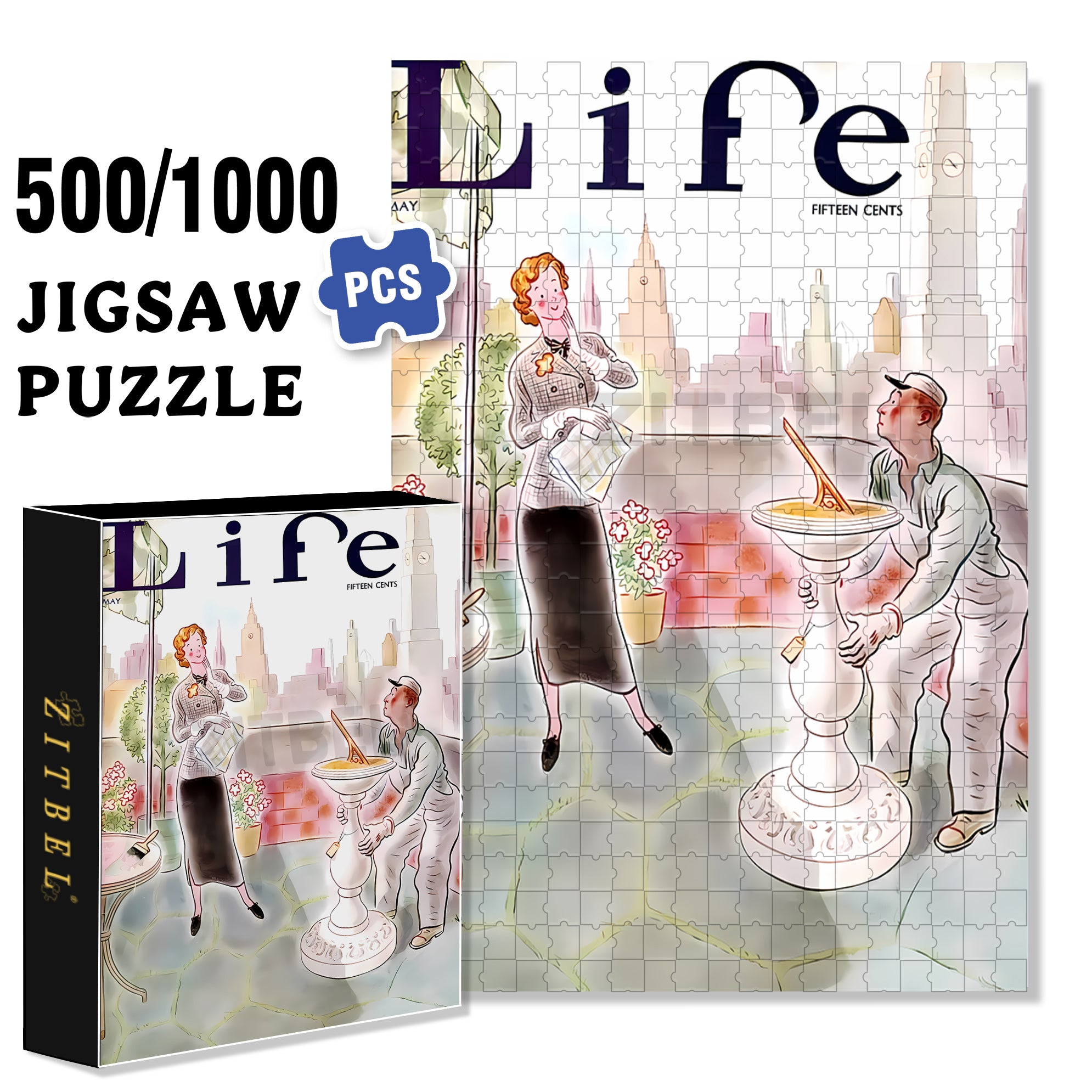 Dam Charming City 500pcs/1000pcs Jigsaw Puzzle, Scratch-Resistant, Interactive Family Game & Brain-Boosting DIY Decor, Perfect for Halloween, Christmas & New Year Gifts, Family Puzzle Game