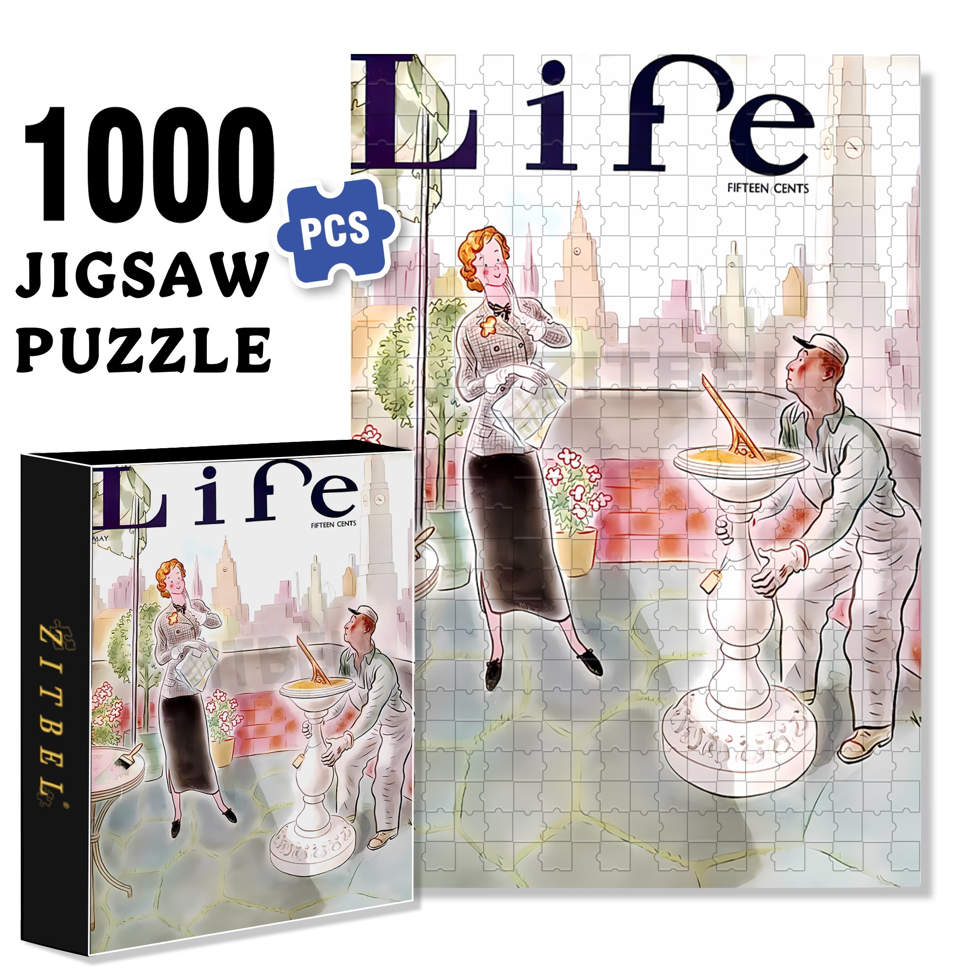 Dam Charming City 500pcs/1000pcs Jigsaw Puzzle, Scratch-Resistant, Interactive Family Game & Brain-Boosting DIY Decor, Perfect for Halloween, Christmas & New Year Gifts, Family Puzzle Game