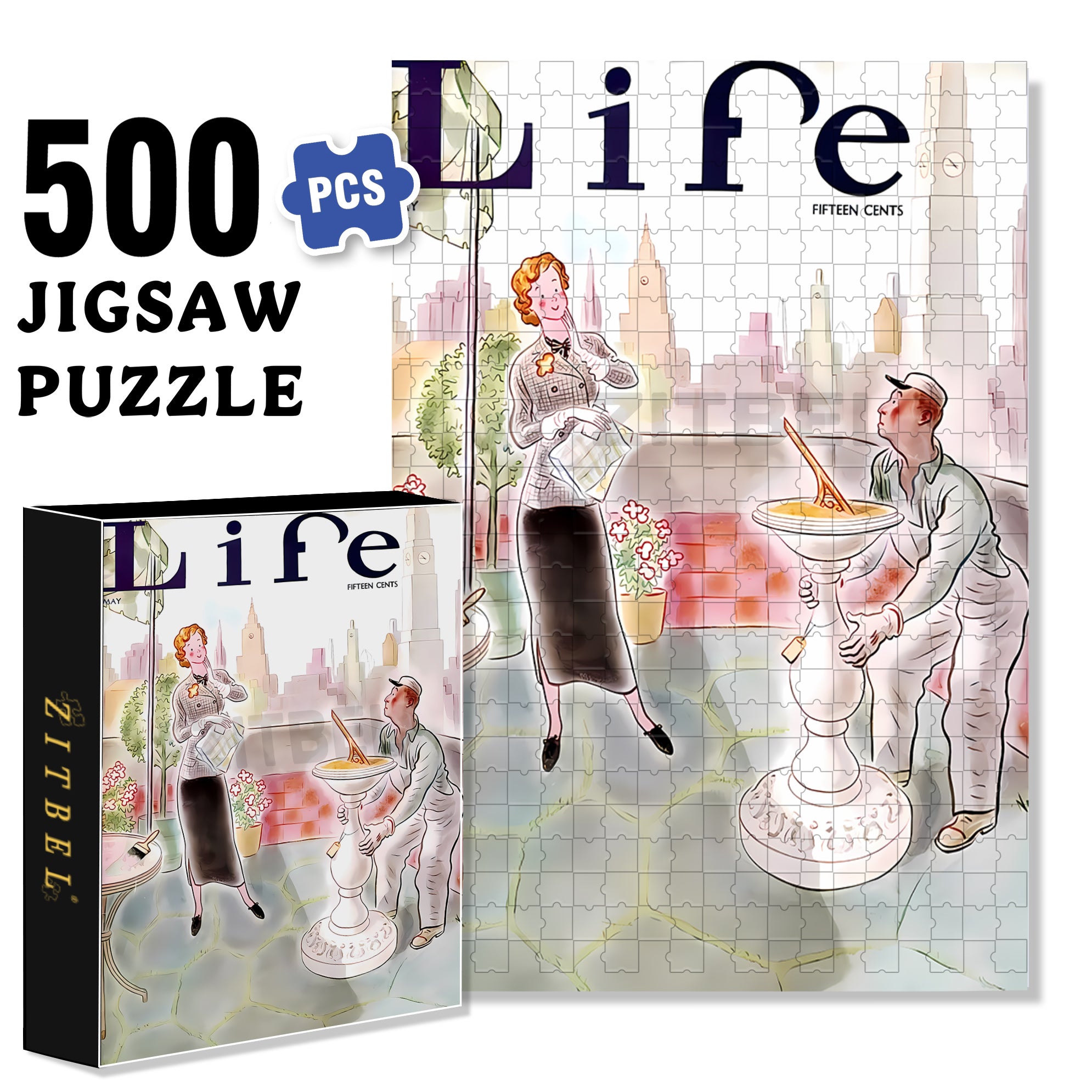 Dam Charming City 500pcs/1000pcs Jigsaw Puzzle, Scratch-Resistant, Interactive Family Game & Brain-Boosting DIY Decor, Perfect for Halloween, Christmas & New Year Gifts, Family Puzzle Game