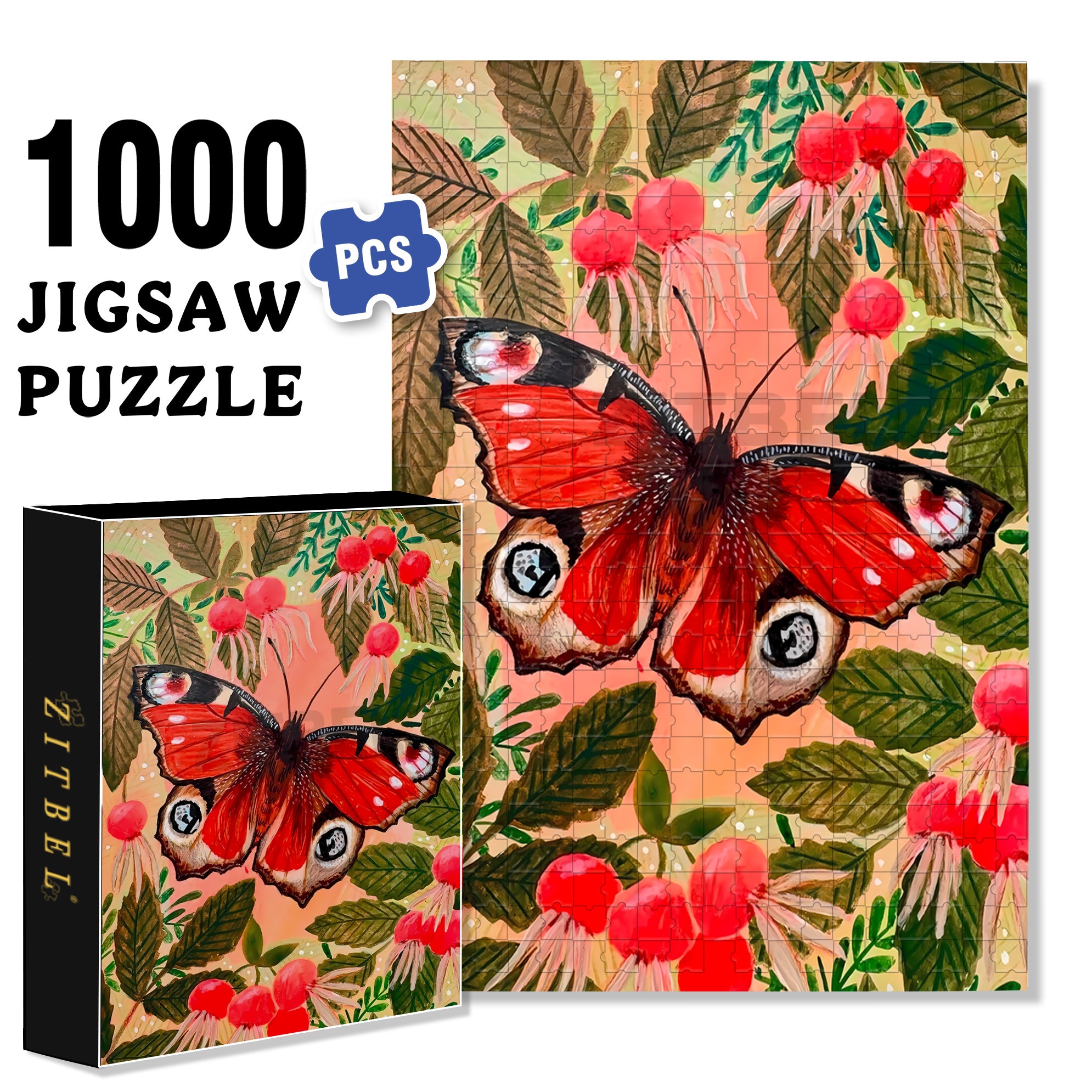 Butterfly Dance 500pcs/1000pcs Jigsaw Puzzle, Scratch-Resistant, Interactive Family Game & Brain-Boosting DIY Decor, Perfect for Halloween, Christmas & New Year Gifts, Family Puzzle Game