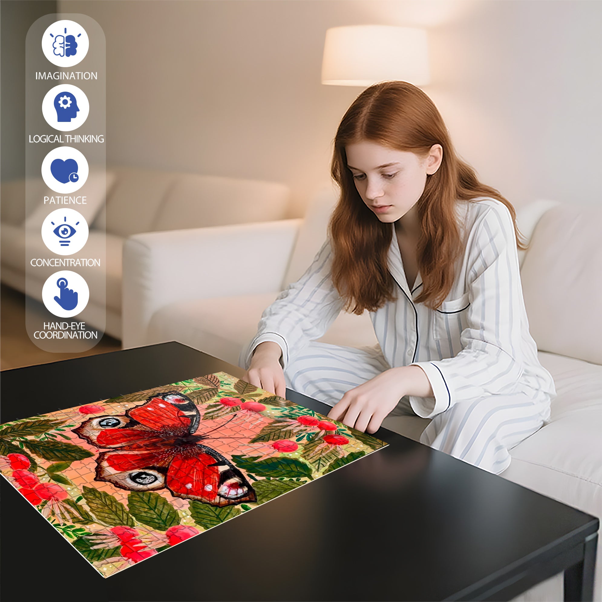 Butterfly Dance 500pcs/1000pcs Jigsaw Puzzle, Scratch-Resistant, Interactive Family Game & Brain-Boosting DIY Decor, Perfect for Halloween, Christmas & New Year Gifts, Family Puzzle Game