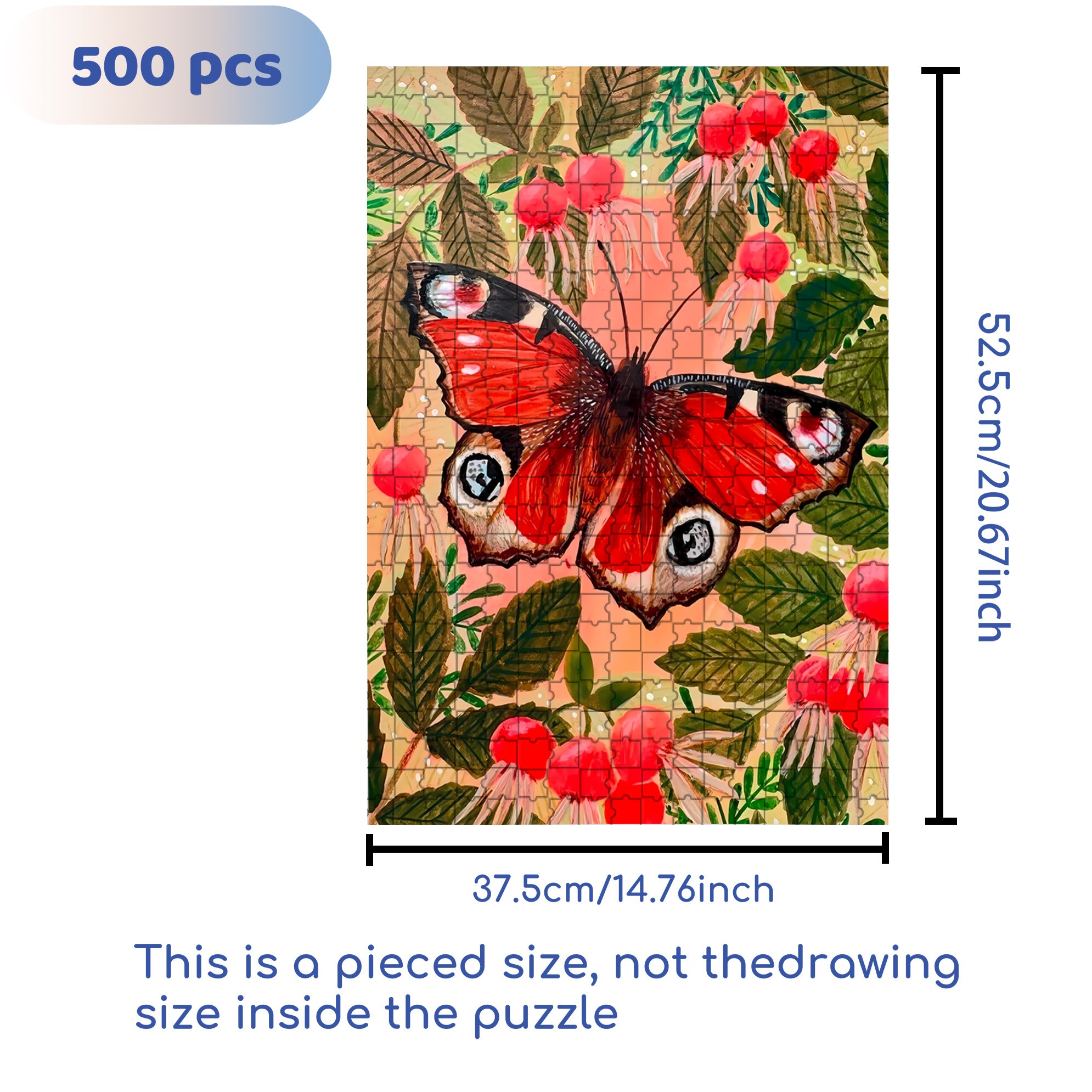 Butterfly Dance 500pcs/1000pcs Jigsaw Puzzle, Scratch-Resistant, Interactive Family Game & Brain-Boosting DIY Decor, Perfect for Halloween, Christmas & New Year Gifts, Family Puzzle Game