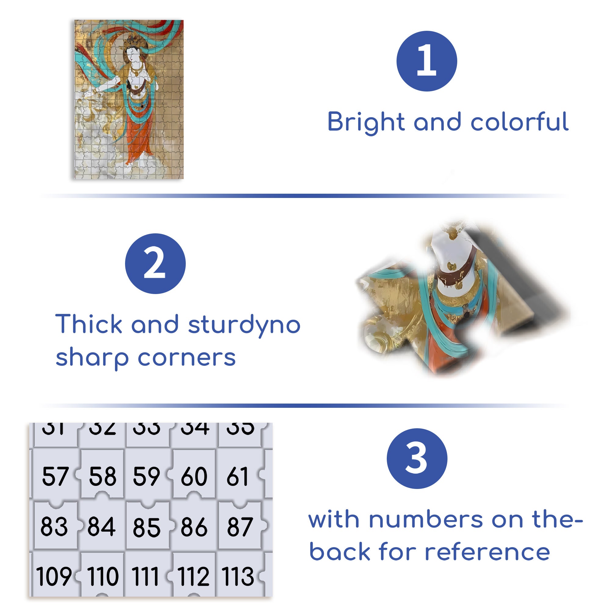 Dunhuang Murals 2 500pcs/1000pcs Jigsaw Puzzle, Scratch-Resistant, Interactive Family Game & Brain-Boosting DIY Decor, Perfect for Halloween, Christmas & New Year Gifts, Family Puzzle Game