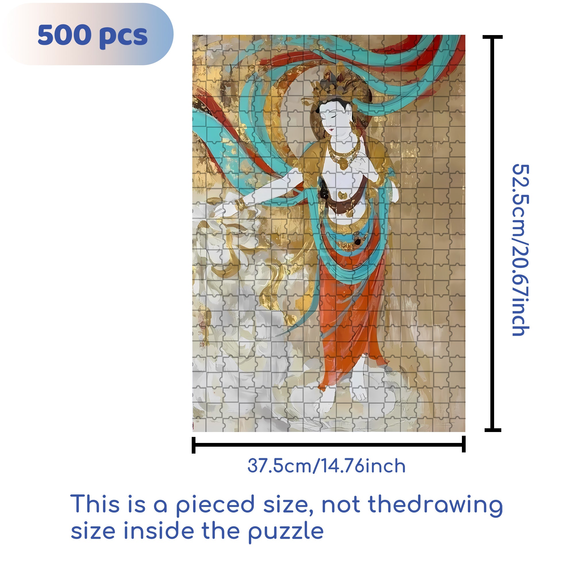 Dunhuang Murals 2 500pcs/1000pcs Jigsaw Puzzle, Scratch-Resistant, Interactive Family Game & Brain-Boosting DIY Decor, Perfect for Halloween, Christmas & New Year Gifts, Family Puzzle Game