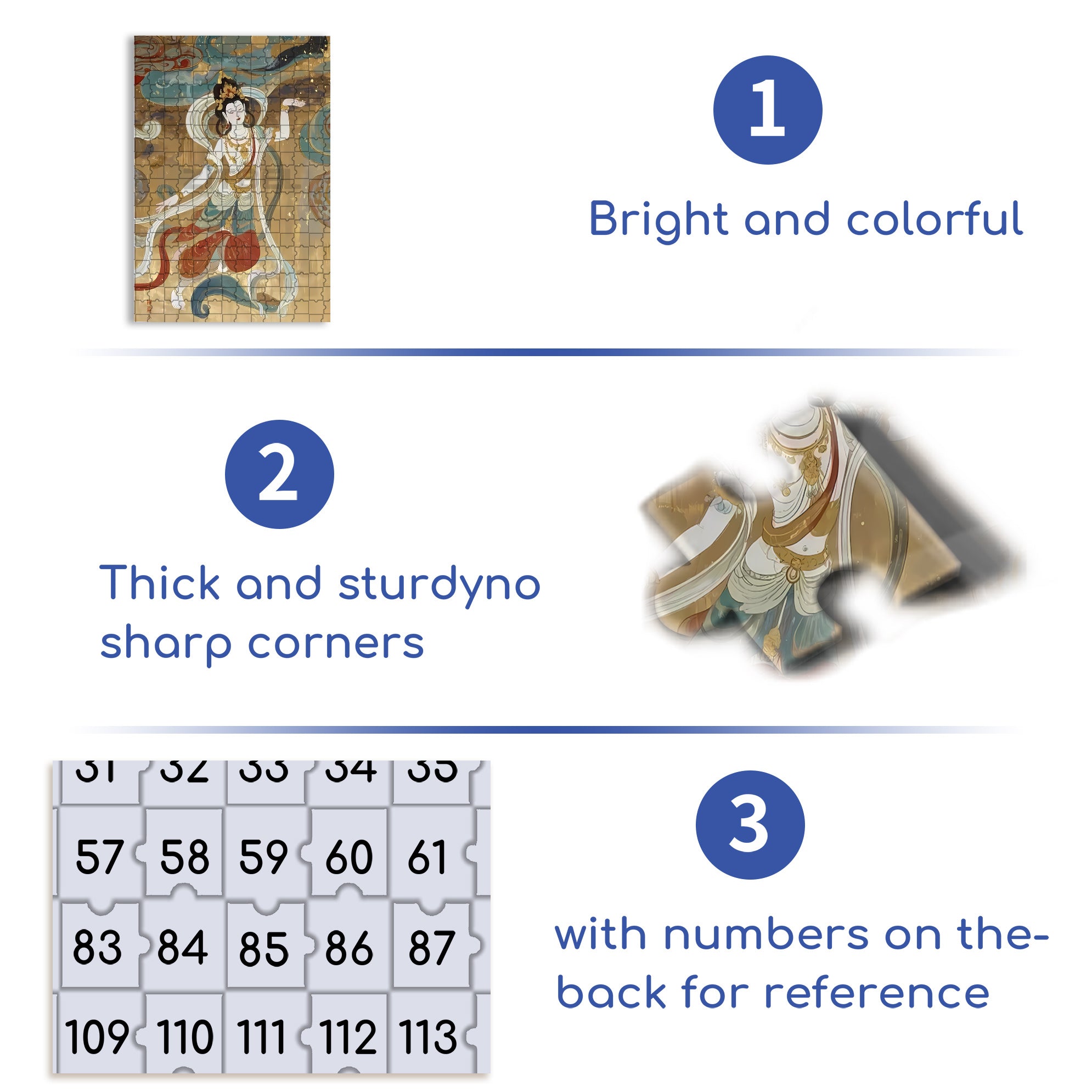 Dunhuang Murals 3 500pcs/1000pcs Jigsaw Puzzle, Scratch-Resistant, Interactive Family Game & Brain-Boosting DIY Decor, Perfect for Halloween, Christmas & New Year Gifts, Family Puzzle Game
