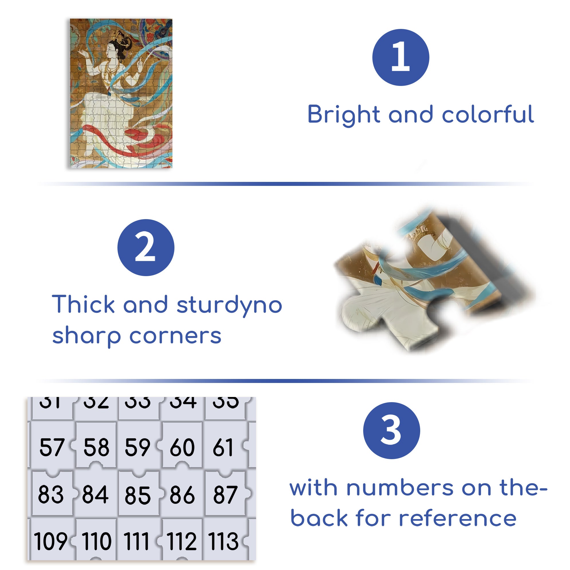Dunhuang Murals 5 500pcs/1000pcs Jigsaw Puzzle, Scratch-Resistant, Interactive Family Game & Brain-Boosting DIY Decor, Perfect for Halloween, Christmas & New Year Gifts, Family Puzzle Game