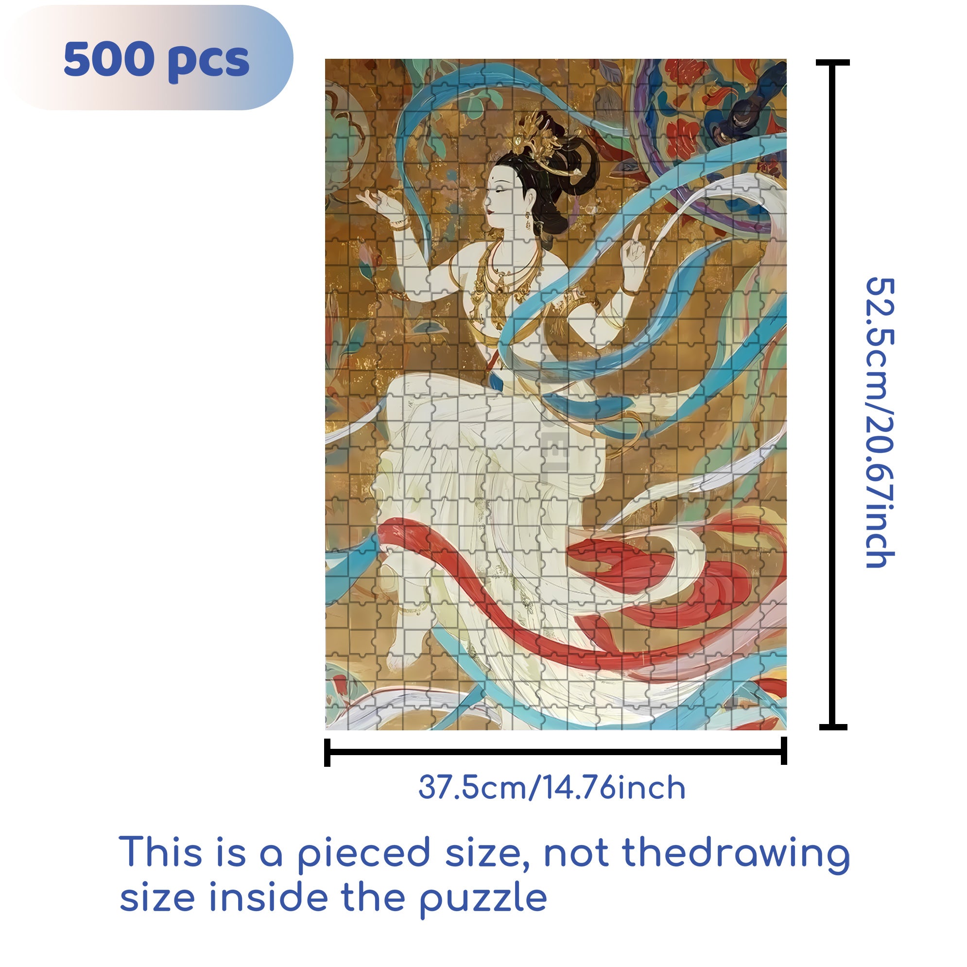Dunhuang Murals 5 500pcs/1000pcs Jigsaw Puzzle, Scratch-Resistant, Interactive Family Game & Brain-Boosting DIY Decor, Perfect for Halloween, Christmas & New Year Gifts, Family Puzzle Game