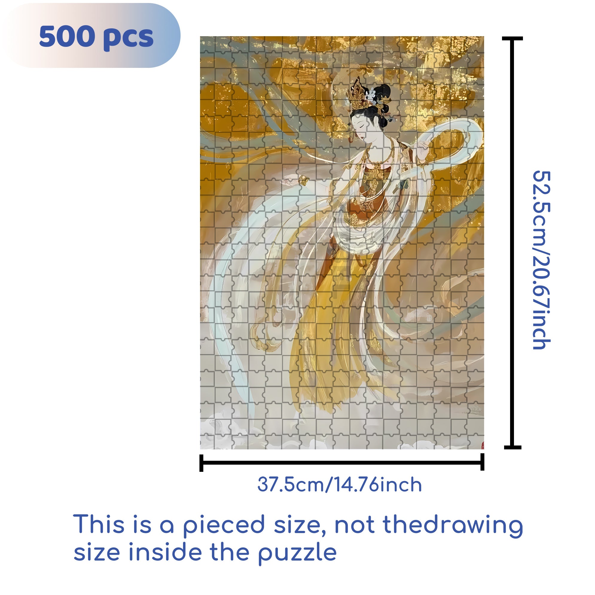 Dunhuang Murals 6 500pcs/1000pcs Jigsaw Puzzle, Scratch-Resistant, Interactive Family Game & Brain-Boosting DIY Decor, Perfect for Halloween, Christmas & New Year Gifts, Family Puzzle Game