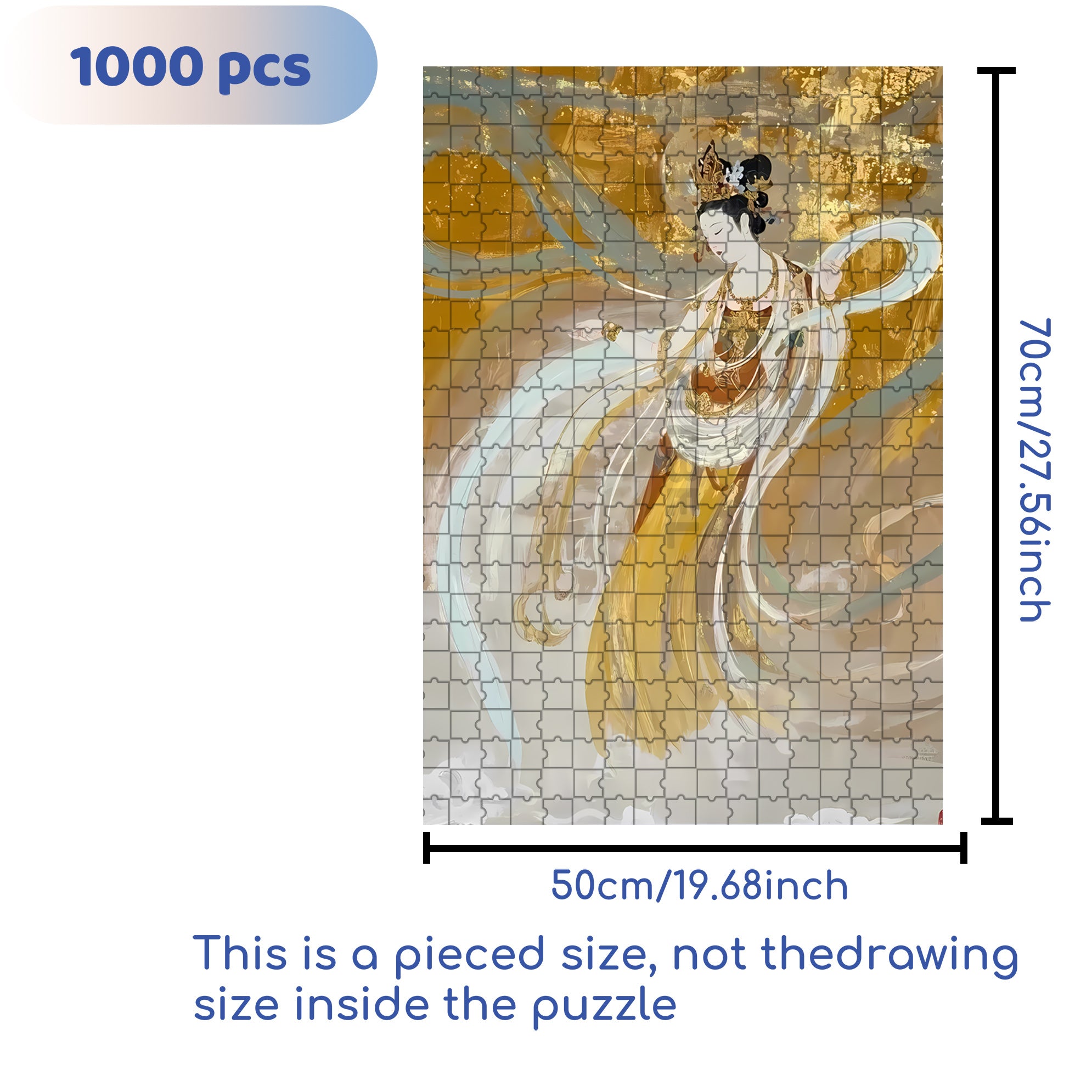 Dunhuang Murals 6 500pcs/1000pcs Jigsaw Puzzle, Scratch-Resistant, Interactive Family Game & Brain-Boosting DIY Decor, Perfect for Halloween, Christmas & New Year Gifts, Family Puzzle Game