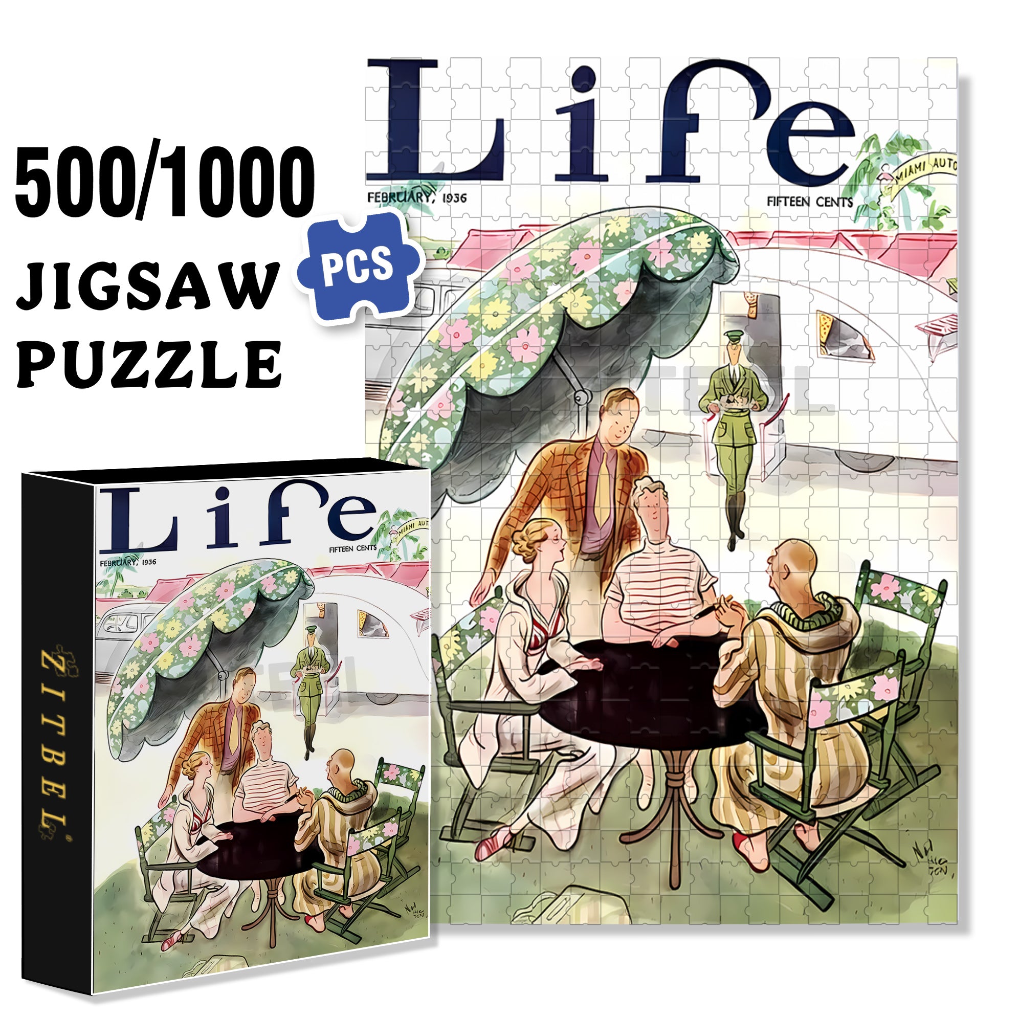During The Conversation 500pcs/1000pcs Jigsaw Puzzle, Scratch-Resistant, Interactive Family Game & Brain-Boosting DIY Decor, Perfect for Halloween, Christmas & New Year Gifts, Family Puzzle Game