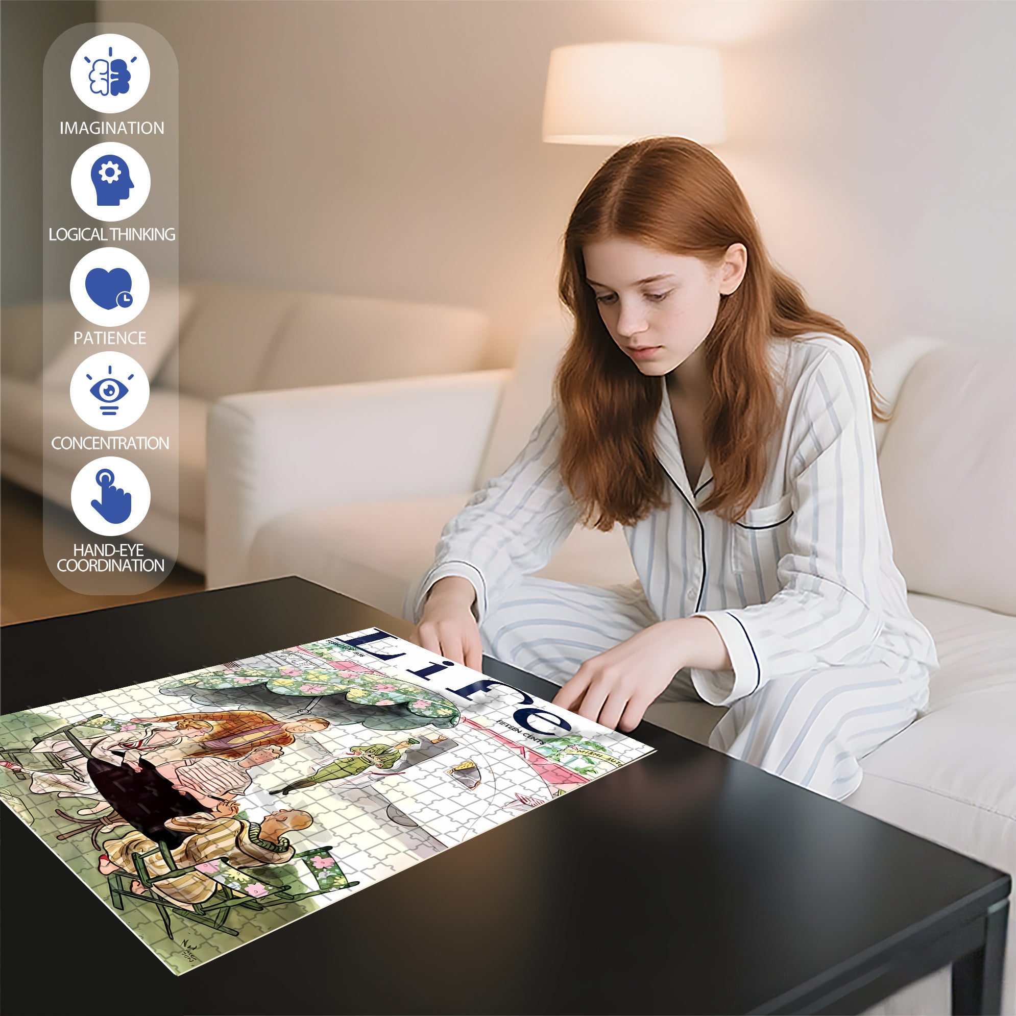 During The Conversation 500pcs/1000pcs Jigsaw Puzzle, Scratch-Resistant, Interactive Family Game & Brain-Boosting DIY Decor, Perfect for Halloween, Christmas & New Year Gifts, Family Puzzle Game