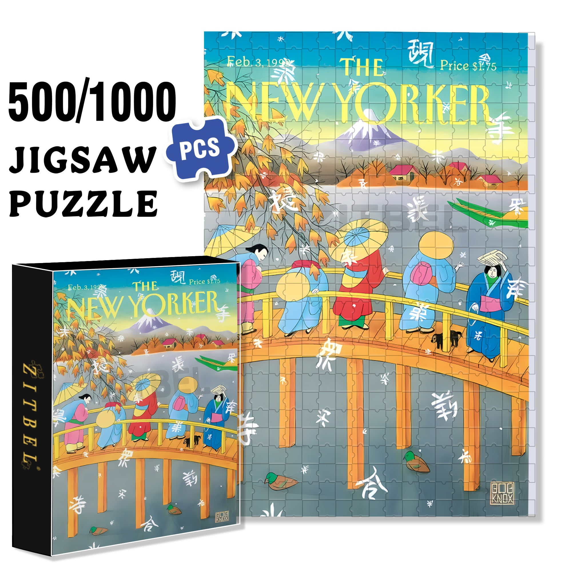 Edo Period 500pcs/1000pcs Jigsaw Puzzle, Scratch-Resistant, Interactive Family Game & Brain-Boosting DIY Decor, Perfect for Halloween, Christmas & New Year Gifts, Family Puzzle Game