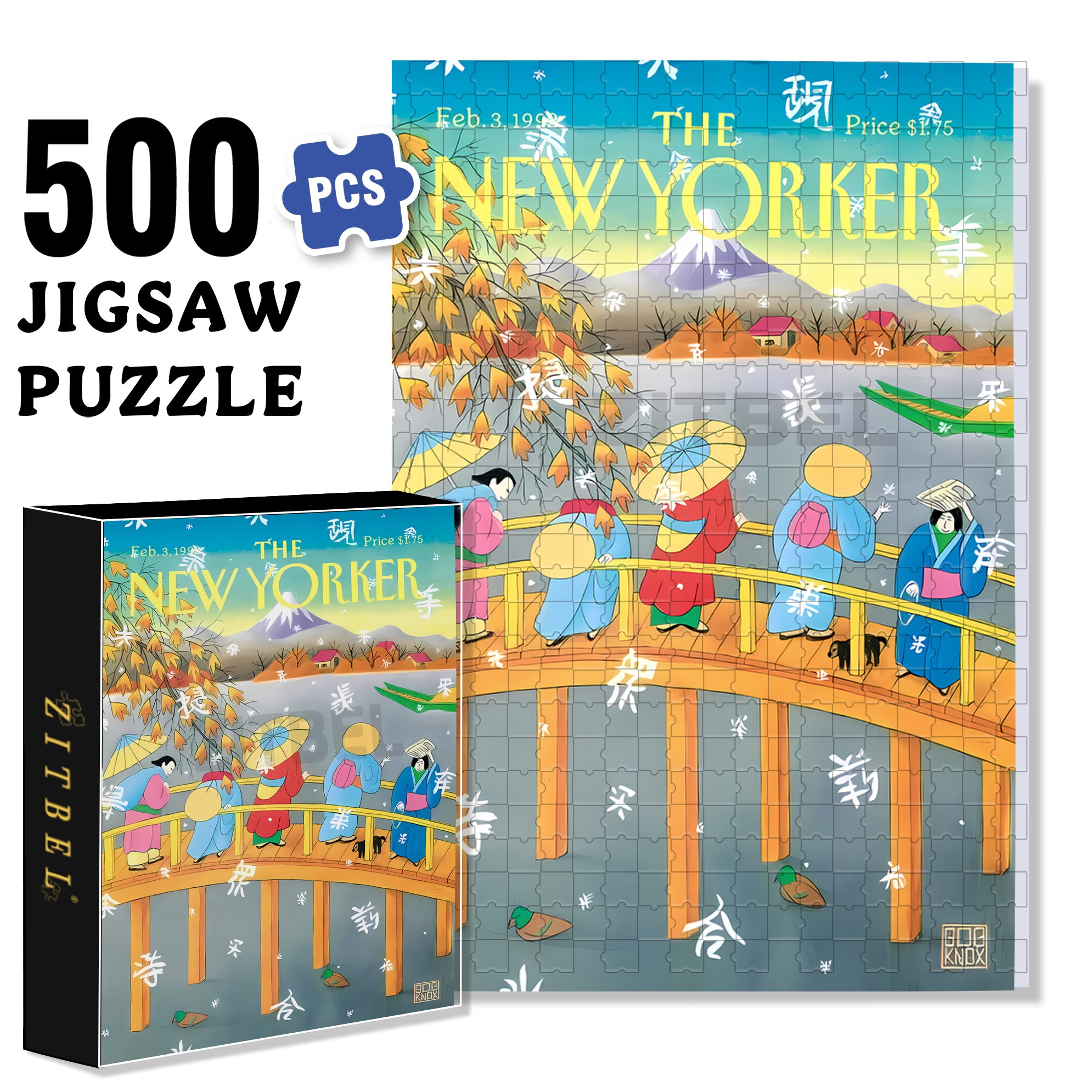 Edo Period 500pcs/1000pcs Jigsaw Puzzle, Scratch-Resistant, Interactive Family Game & Brain-Boosting DIY Decor, Perfect for Halloween, Christmas & New Year Gifts, Family Puzzle Game