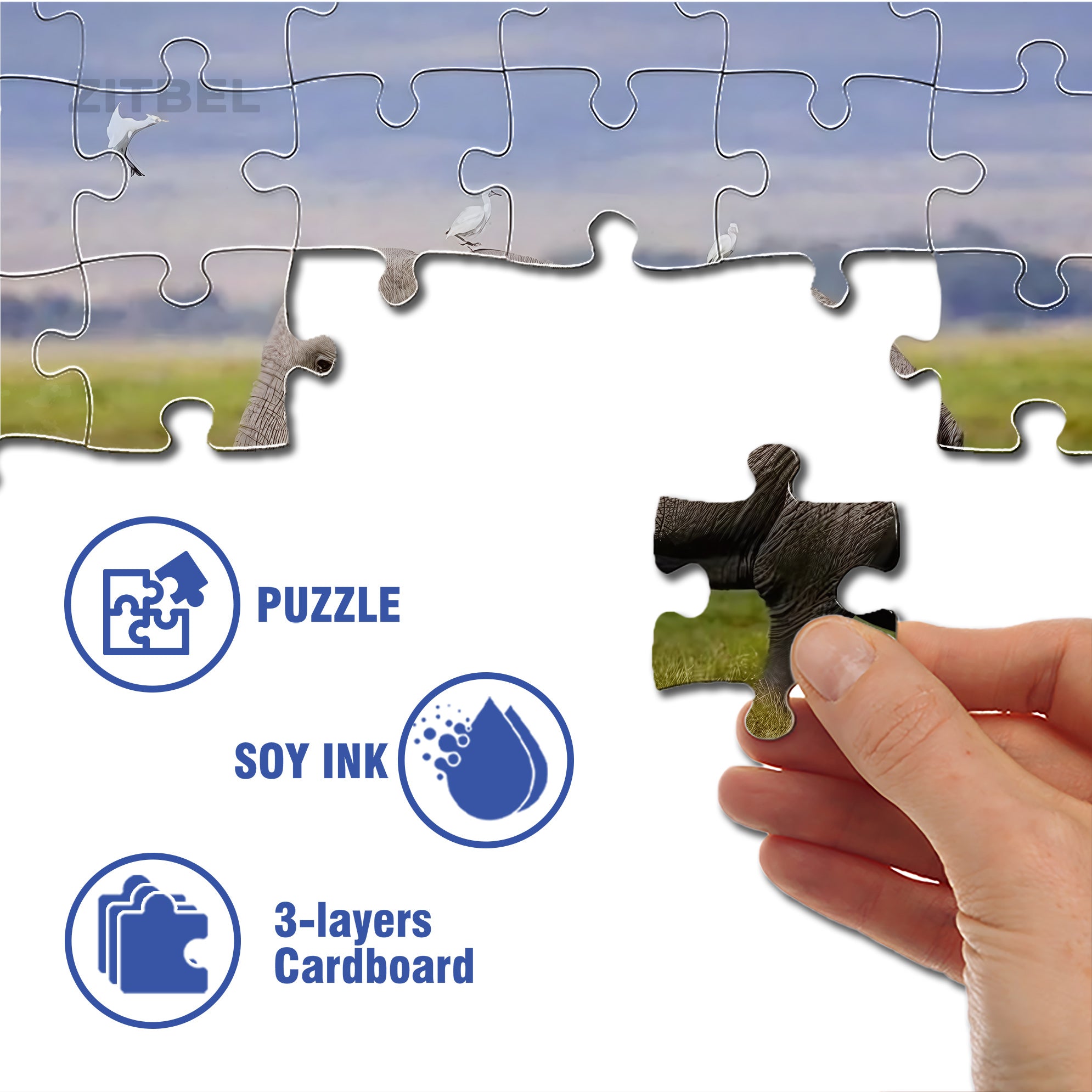 Elephants On The Grassland 500pcs/1000pcs Jigsaw Puzzle, Scratch-Resistant, Interactive Family Game & Brain-Boosting DIY Decor, Perfect for Halloween, Christmas & New Year Gifts, Family Puzzle Game