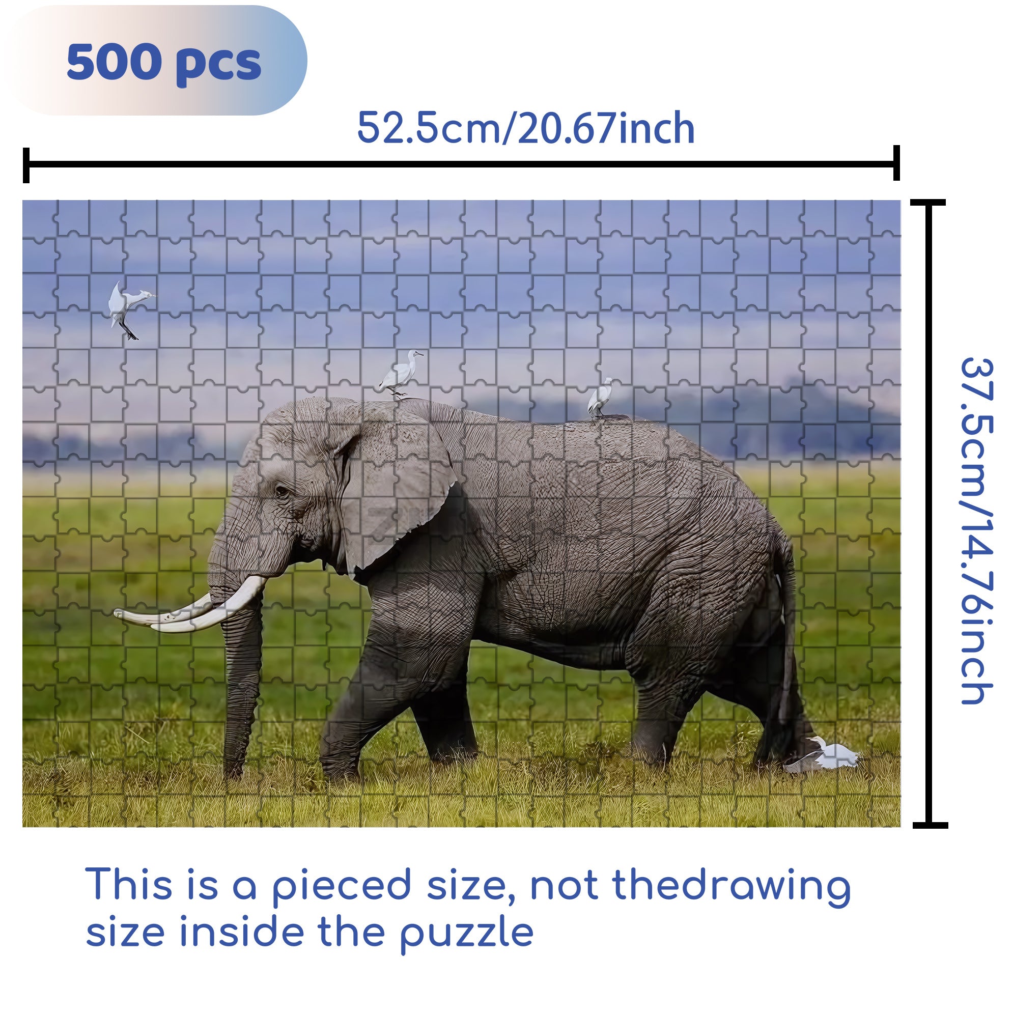 Elephants On The Grassland 500pcs/1000pcs Jigsaw Puzzle, Scratch-Resistant, Interactive Family Game & Brain-Boosting DIY Decor, Perfect for Halloween, Christmas & New Year Gifts, Family Puzzle Game
