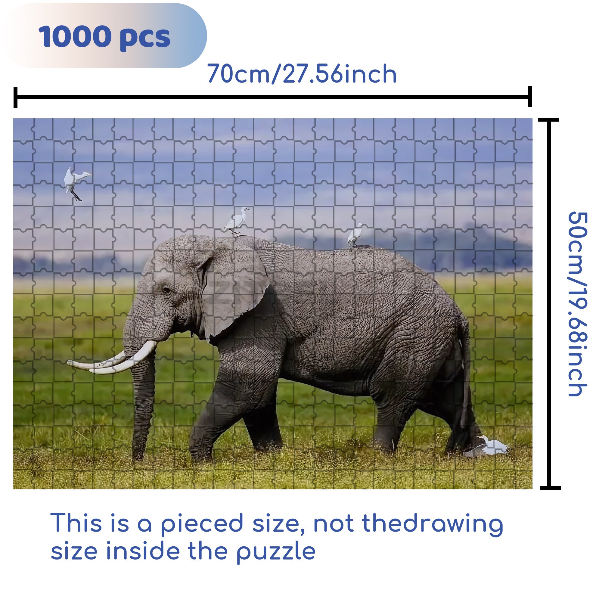 Elephants On The Grassland 500pcs/1000pcs Jigsaw Puzzle, Scratch-Resistant, Interactive Family Game & Brain-Boosting DIY Decor, Perfect for Halloween, Christmas & New Year Gifts, Family Puzzle Game