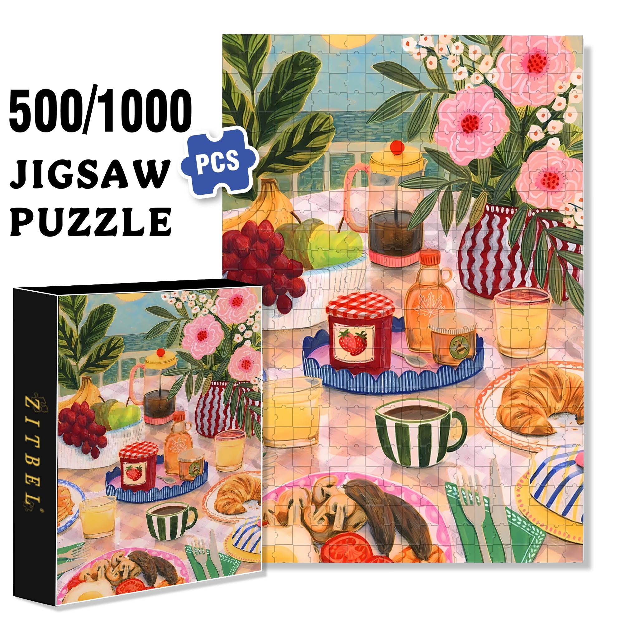 Enjoy It 500pcs/1000pcs Jigsaw Puzzle, Scratch-Resistant, Interactive Family Game & Brain-Boosting DIY Decor, Perfect for Halloween, Christmas & New Year Gifts, Family Puzzle Game