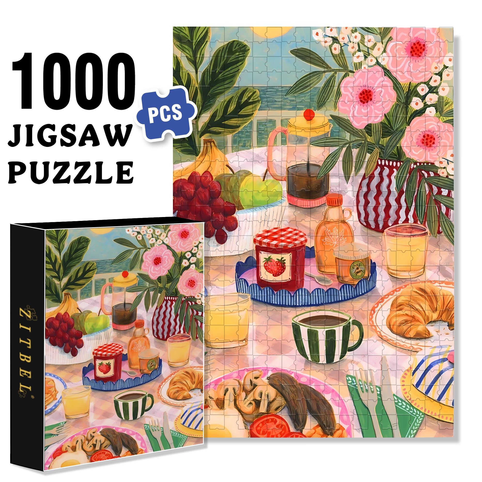 Enjoy It 500pcs/1000pcs Jigsaw Puzzle, Scratch-Resistant, Interactive Family Game & Brain-Boosting DIY Decor, Perfect for Halloween, Christmas & New Year Gifts, Family Puzzle Game