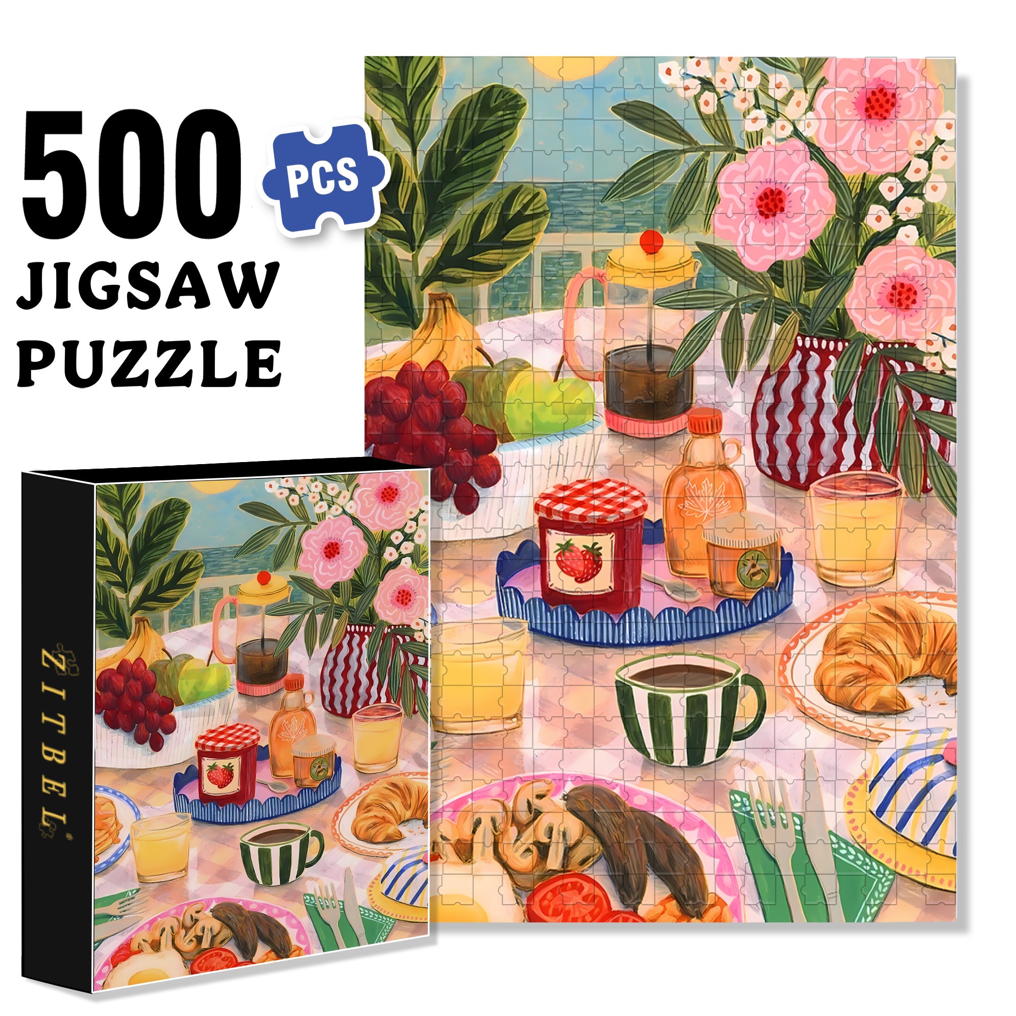 Enjoy It 500pcs/1000pcs Jigsaw Puzzle, Scratch-Resistant, Interactive Family Game & Brain-Boosting DIY Decor, Perfect for Halloween, Christmas & New Year Gifts, Family Puzzle Game