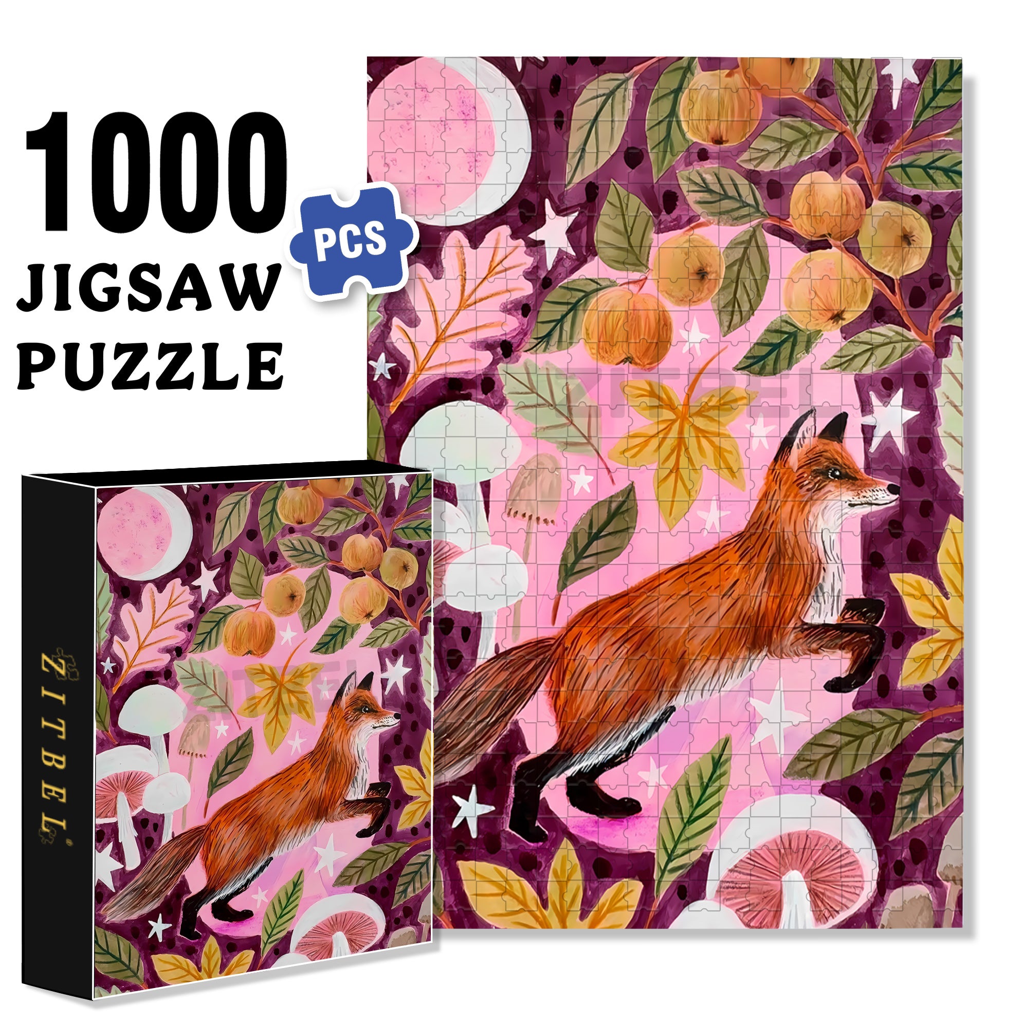 Forest Fox 500pcs/1000pcs Jigsaw Puzzle, Scratch-Resistant, Interactive Family Game & Brain-Boosting DIY Decor, Perfect for Halloween, Christmas & New Year Gifts, Family Puzzle Game
