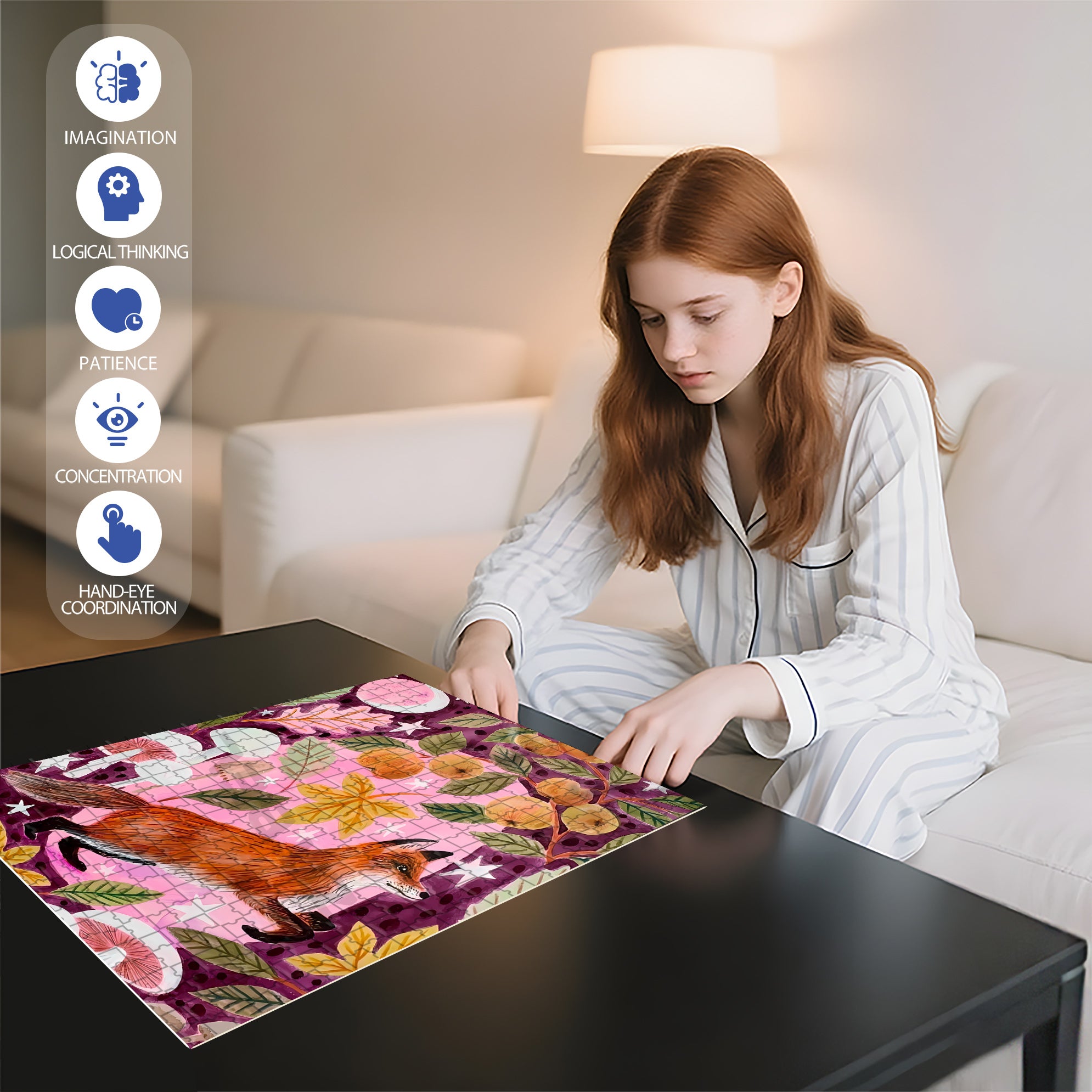 Forest Fox 500pcs/1000pcs Jigsaw Puzzle, Scratch-Resistant, Interactive Family Game & Brain-Boosting DIY Decor, Perfect for Halloween, Christmas & New Year Gifts, Family Puzzle Game