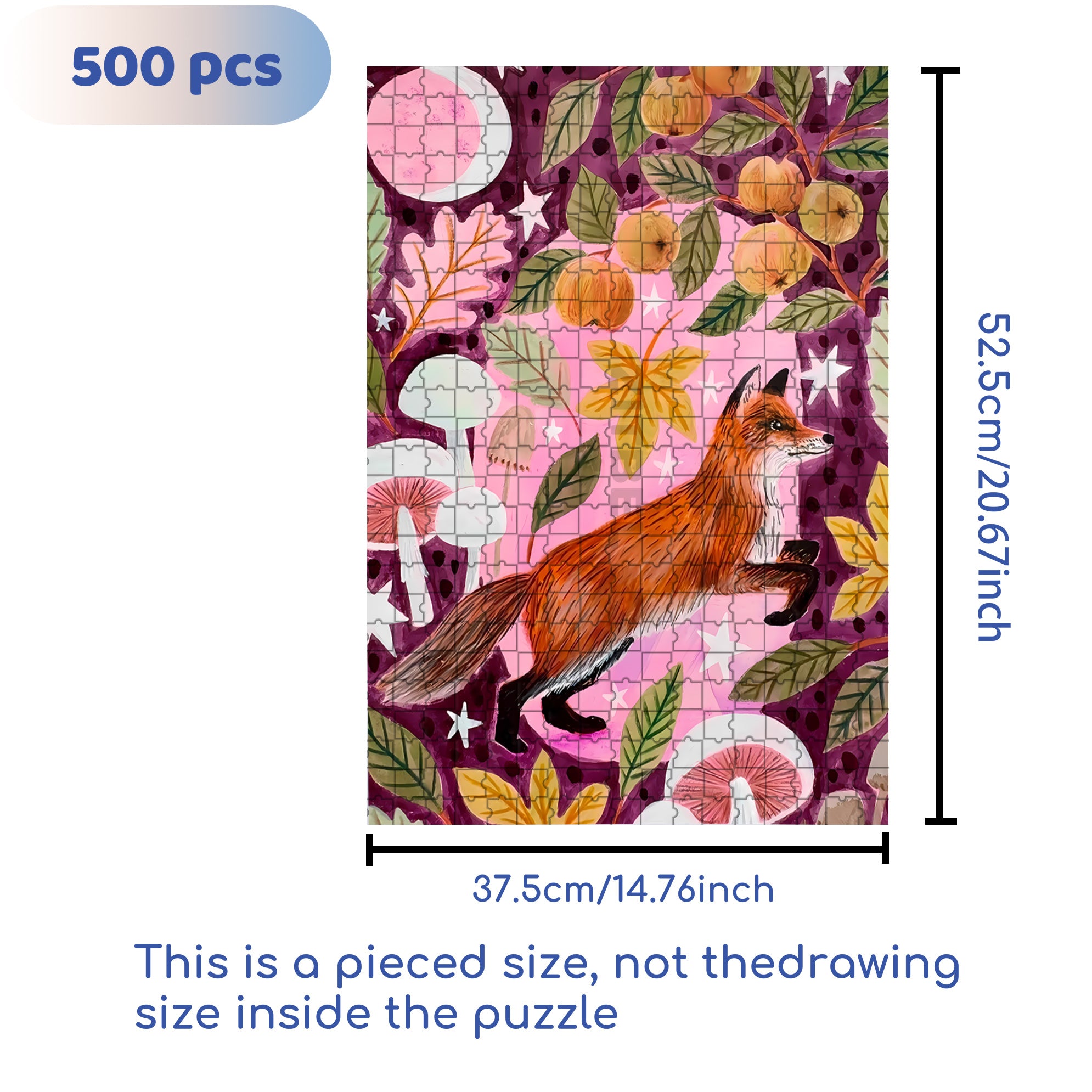 Forest Fox 500pcs/1000pcs Jigsaw Puzzle, Scratch-Resistant, Interactive Family Game & Brain-Boosting DIY Decor, Perfect for Halloween, Christmas & New Year Gifts, Family Puzzle Game