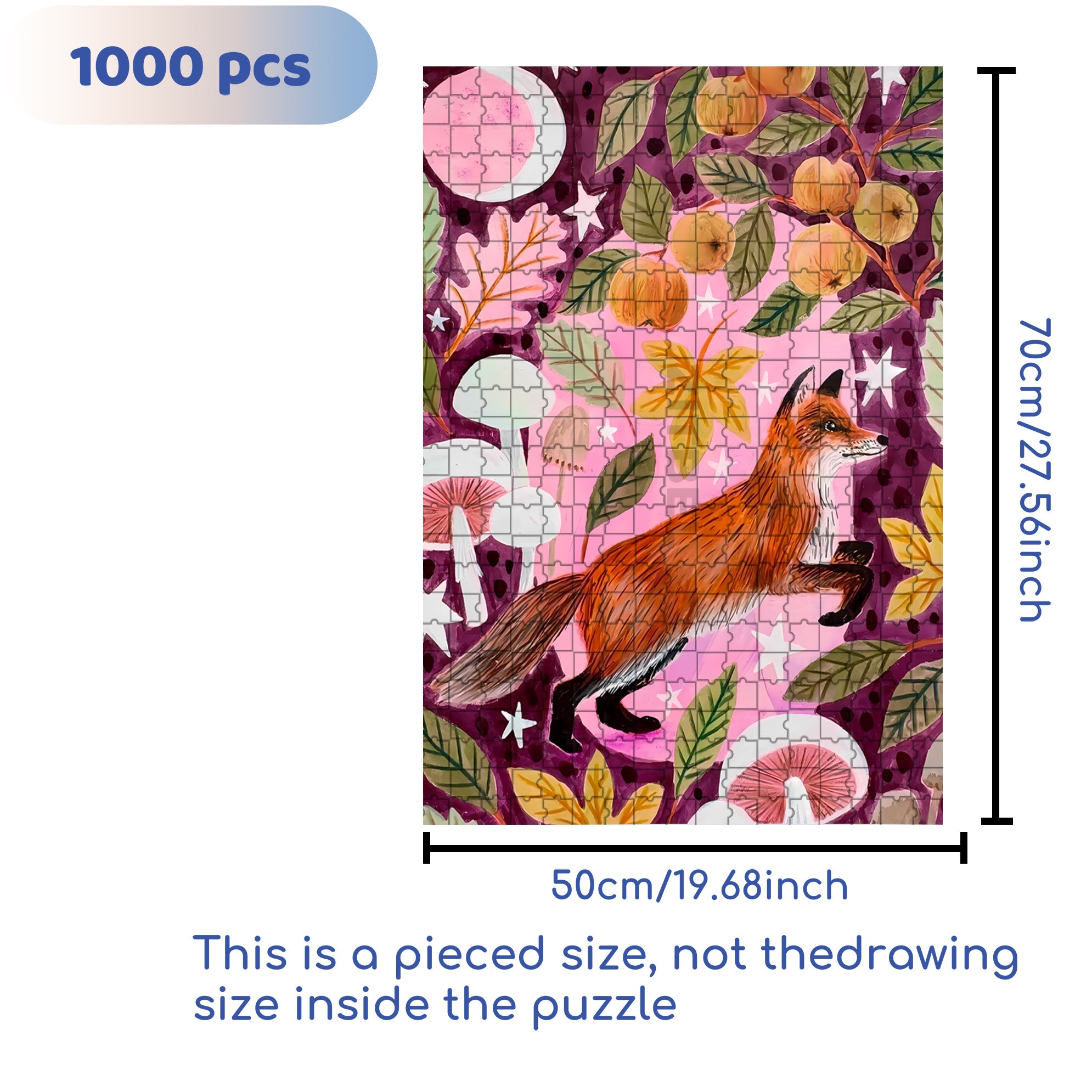 Forest Fox 500pcs/1000pcs Jigsaw Puzzle, Scratch-Resistant, Interactive Family Game & Brain-Boosting DIY Decor, Perfect for Halloween, Christmas & New Year Gifts, Family Puzzle Game