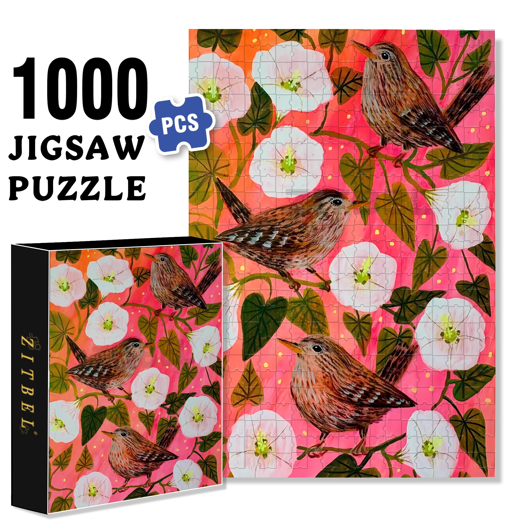 Joy Of Bird 500pcs/1000pcs Jigsaw Puzzle, Scratch-Resistant, Interactive Family Game & Brain-Boosting DIY Decor, Perfect for Halloween, Christmas & New Year Gifts, Family Puzzle Game