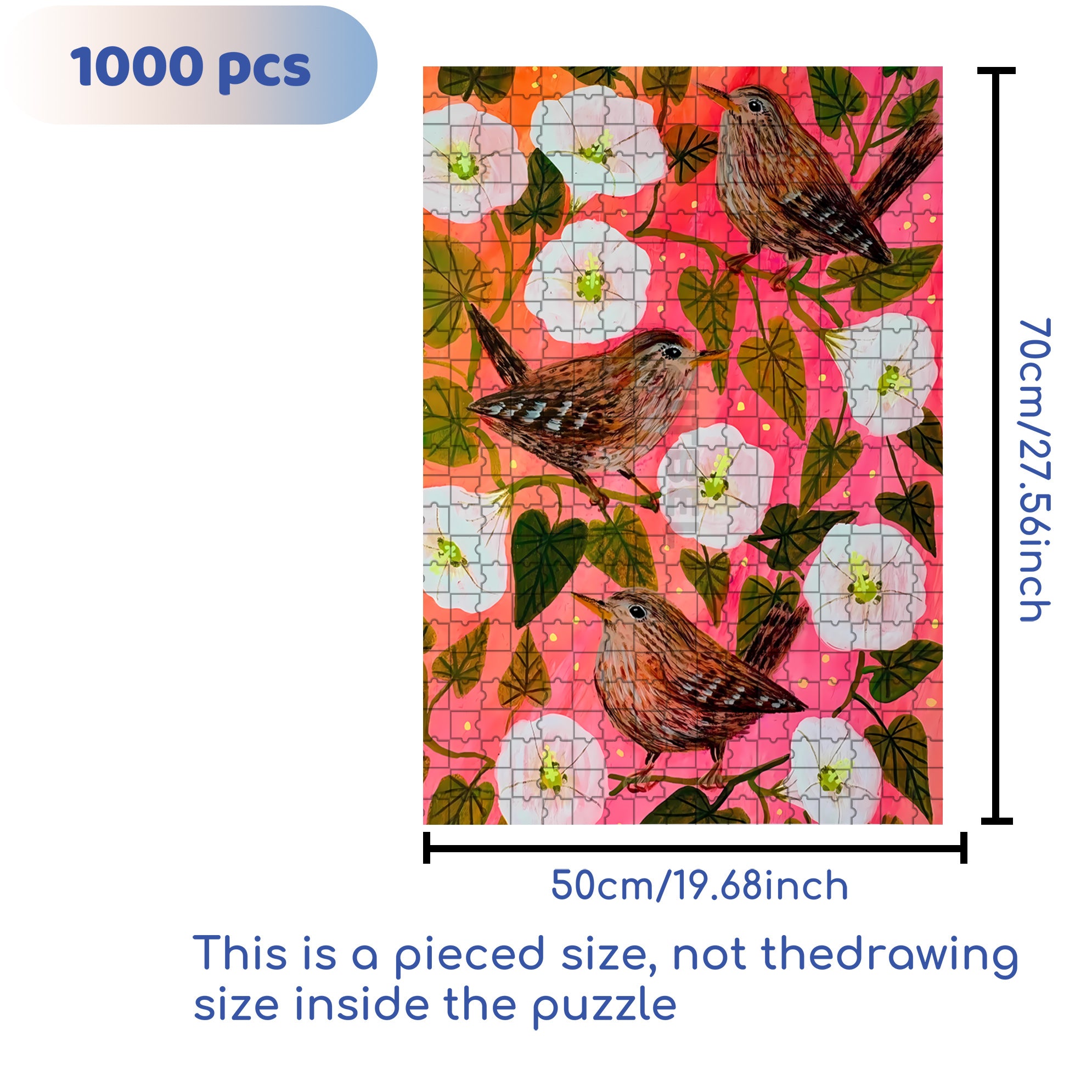 Joy Of Bird 500pcs/1000pcs Jigsaw Puzzle, Scratch-Resistant, Interactive Family Game & Brain-Boosting DIY Decor, Perfect for Halloween, Christmas & New Year Gifts, Family Puzzle Game