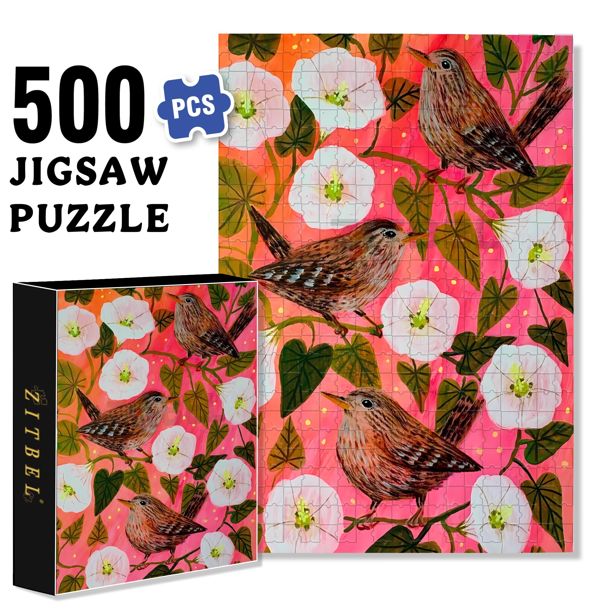 Joy Of Bird 500pcs/1000pcs Jigsaw Puzzle, Scratch-Resistant, Interactive Family Game & Brain-Boosting DIY Decor, Perfect for Halloween, Christmas & New Year Gifts, Family Puzzle Game