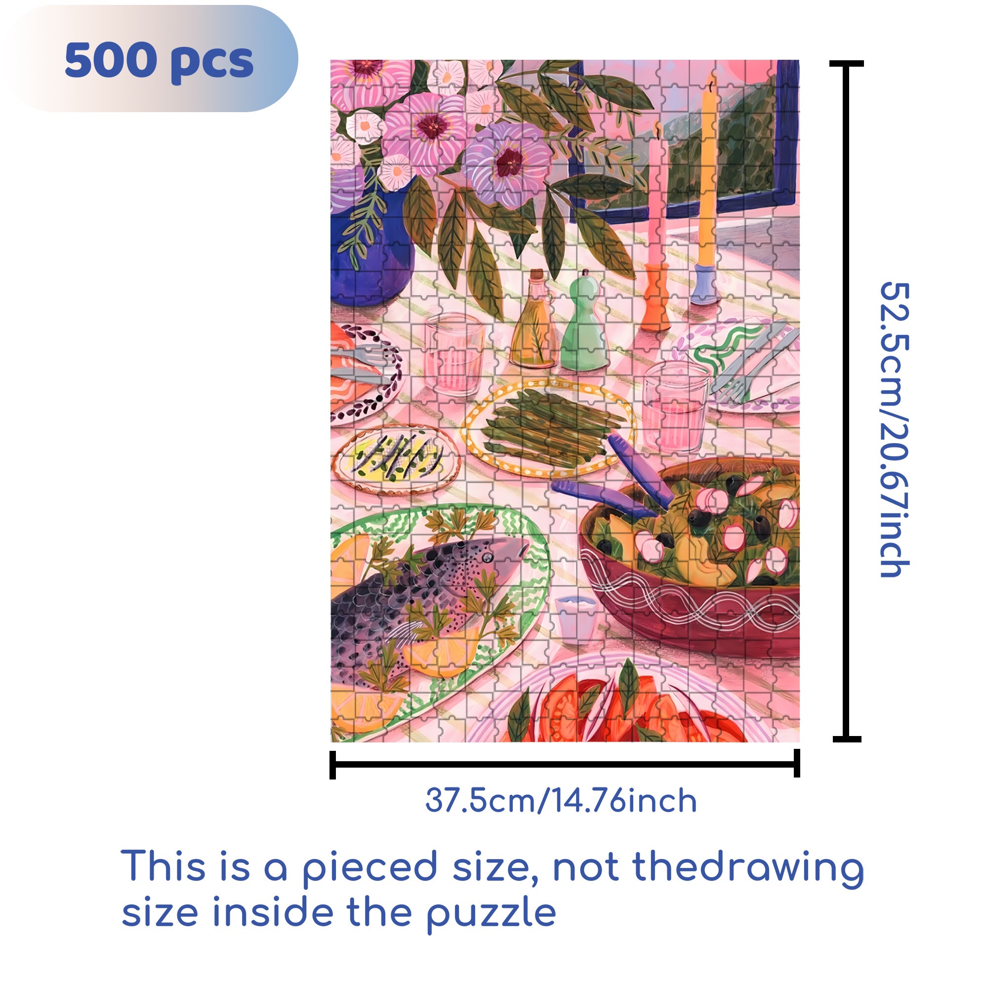 Lemon Baked Sea Bass 500pcs/1000pcs Jigsaw Puzzle, Scratch-Resistant, Interactive Family Game & Brain-Boosting DIY Decor, Perfect for Halloween, Christmas & New Year Gifts, Family Puzzle Game