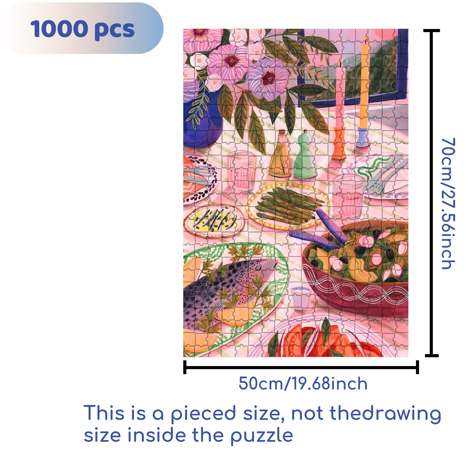 Lemon Baked Sea Bass 500pcs/1000pcs Jigsaw Puzzle, Scratch-Resistant, Interactive Family Game & Brain-Boosting DIY Decor, Perfect for Halloween, Christmas & New Year Gifts, Family Puzzle Game