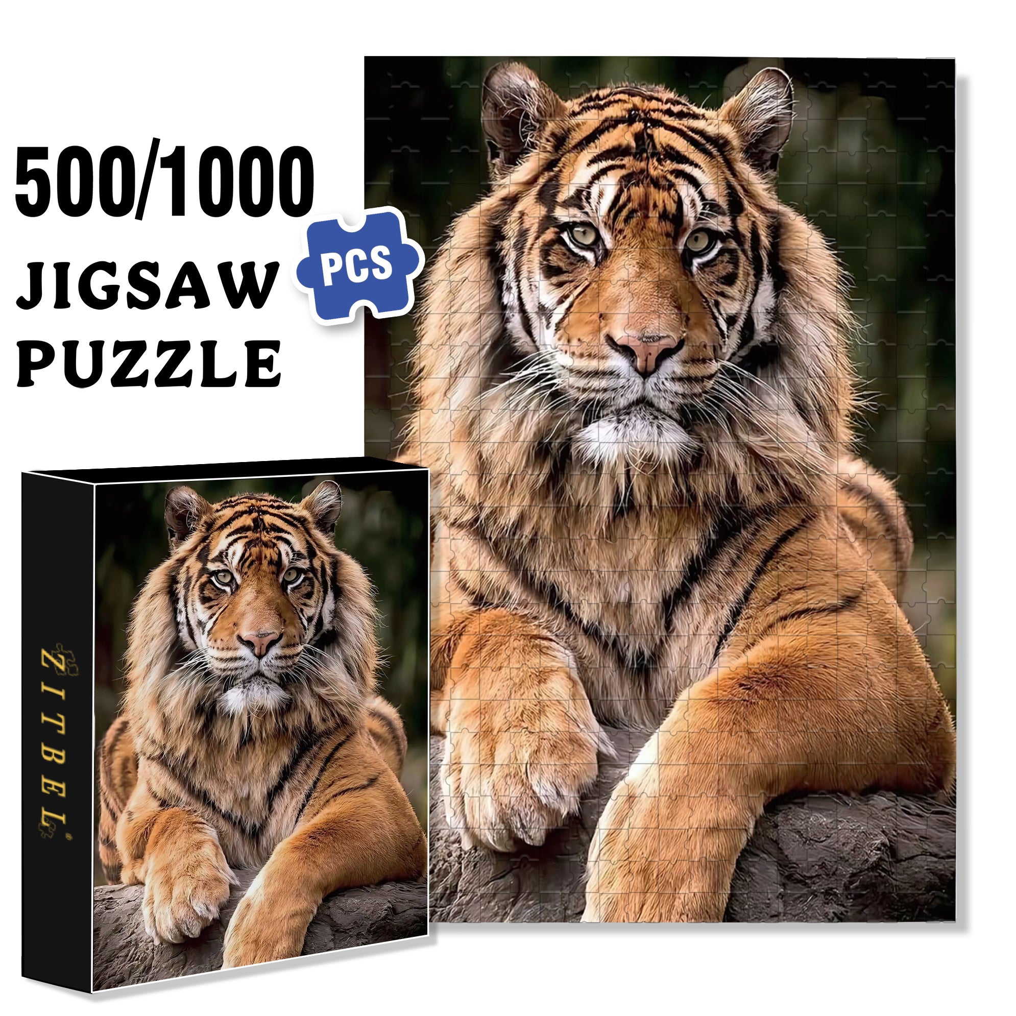 Mighty And Domineering 500pcs/1000pcs Jigsaw Puzzle, Scratch-Resistant, Interactive Family Game & Brain-Boosting DIY Decor, Perfect for Halloween, Christmas & New Year Gifts, Family Puzzle Game